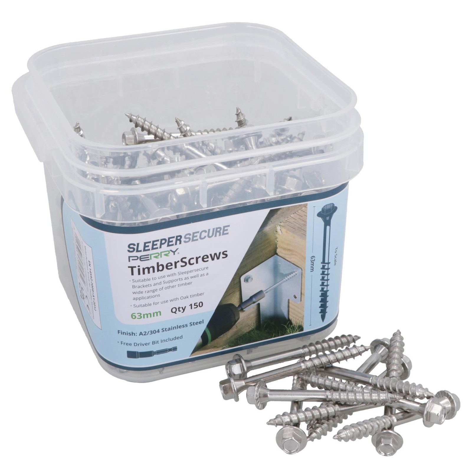 63mm Timber Wood Screws For Railway Sleepers Hex Head Stainless Steel 150pc