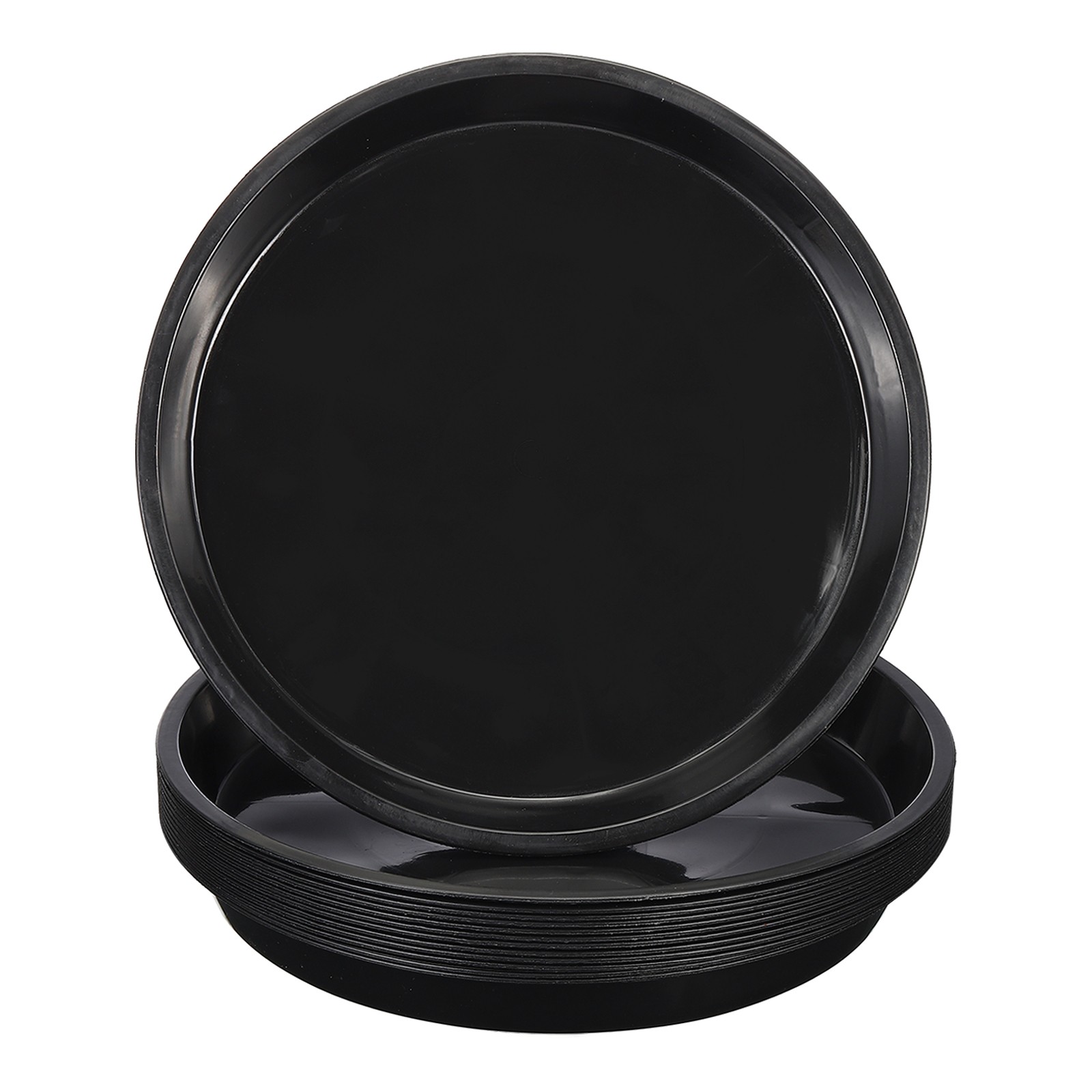 12Pcs Plastic Plant Saucer 18 Inch Plant Tray Flower Pots Round Dish, Black