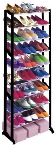 10 TIER 30 PAIRS ADJUSTABLE SHOE STORAGE SHOE RACK ORGANISER SHELF EASY ASSEMBLE