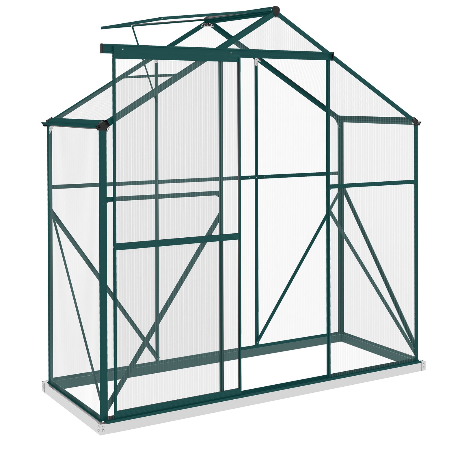 Outsunny 6 x 2.5ft Polycarbonate Greenhouse Aluminium Green House, Green