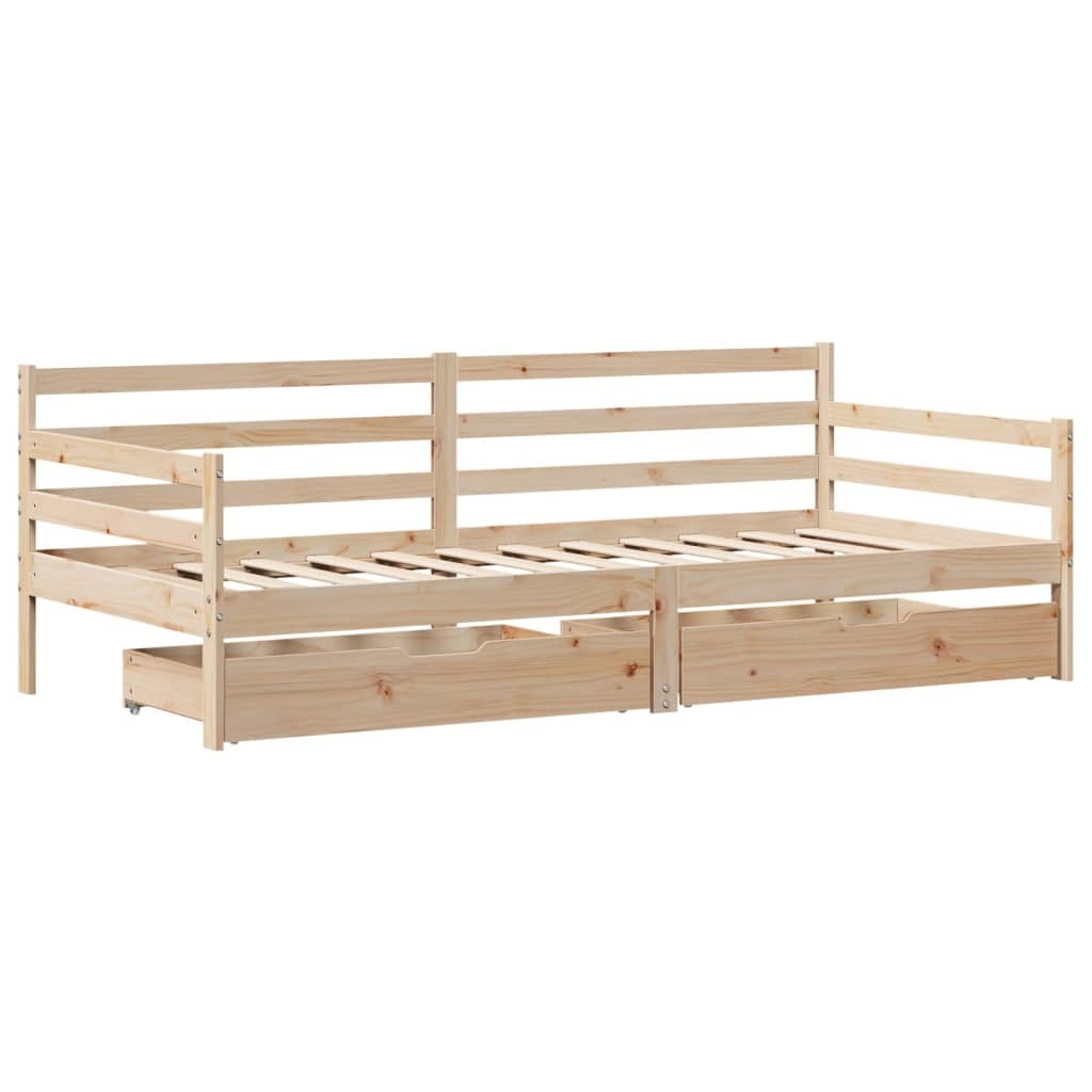 Daybed with Drawers Sofa Bed Guest Couch 90x200 cm Solid Wood Pine vidaXL