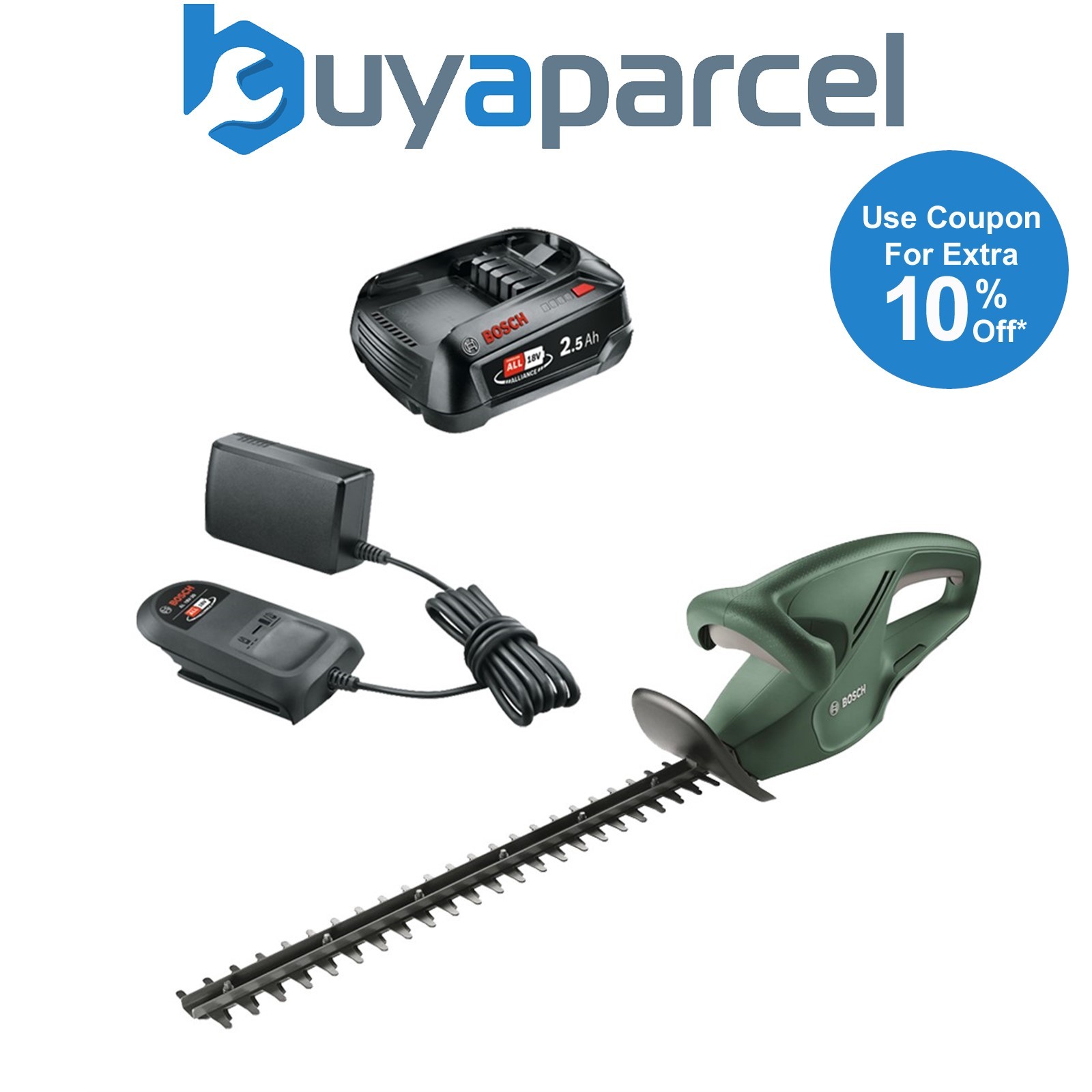 Bosch 0600849H03 EasyHedgeCut 45cm 18V Hedge Cutter Trimmer + 2.5AH Battery kit