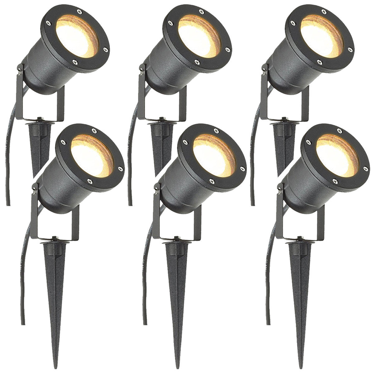 GU10 Outdoor Garden Spike Ground Mount Or Watt Light Ip65 Matt Black Pack Of 6
