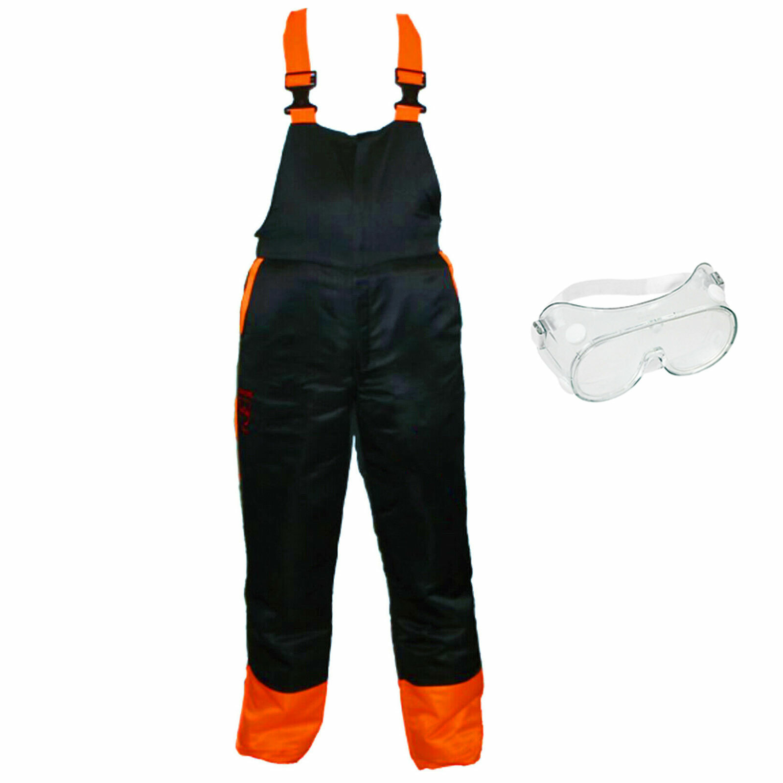 Chainsaw Bib Brace Trousers Dungarees Protective Large 34-38 + Safety Goggles