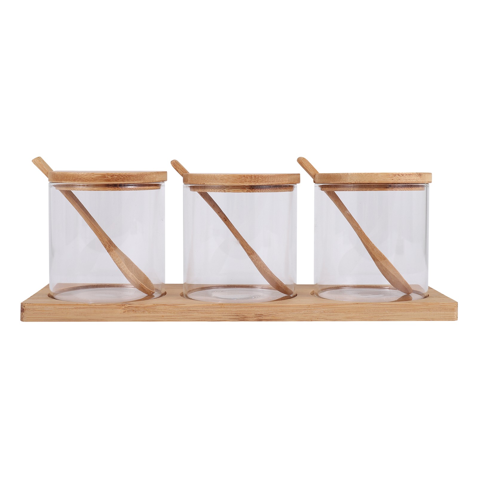 Condiment Jars with Lids and Spoons, Set of 3 Spice Jars Kitchen3880