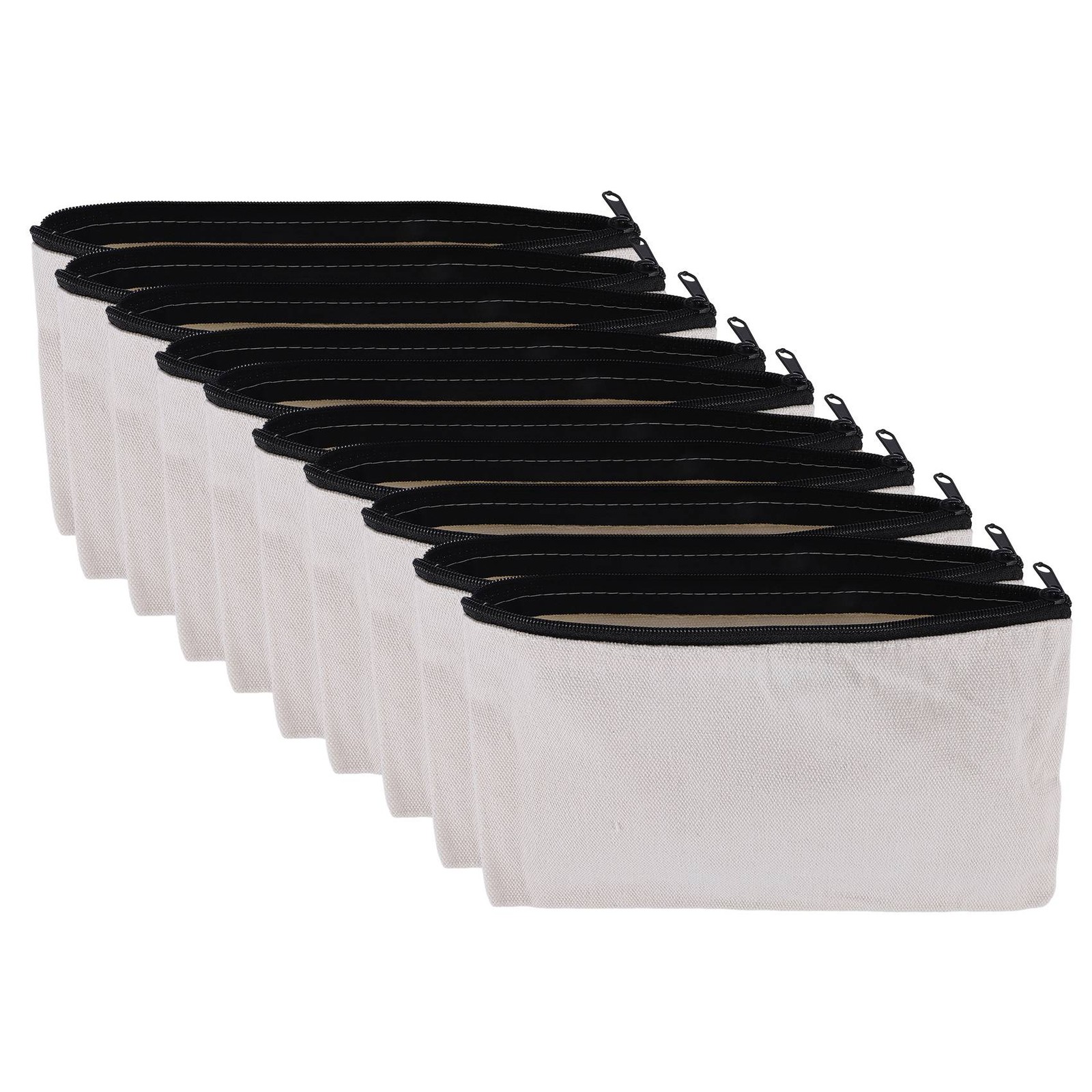 4X(10 Pcs Blank DIY Craft Bag Canvas Pen Case Blank Makeup Bags - Canvas2698