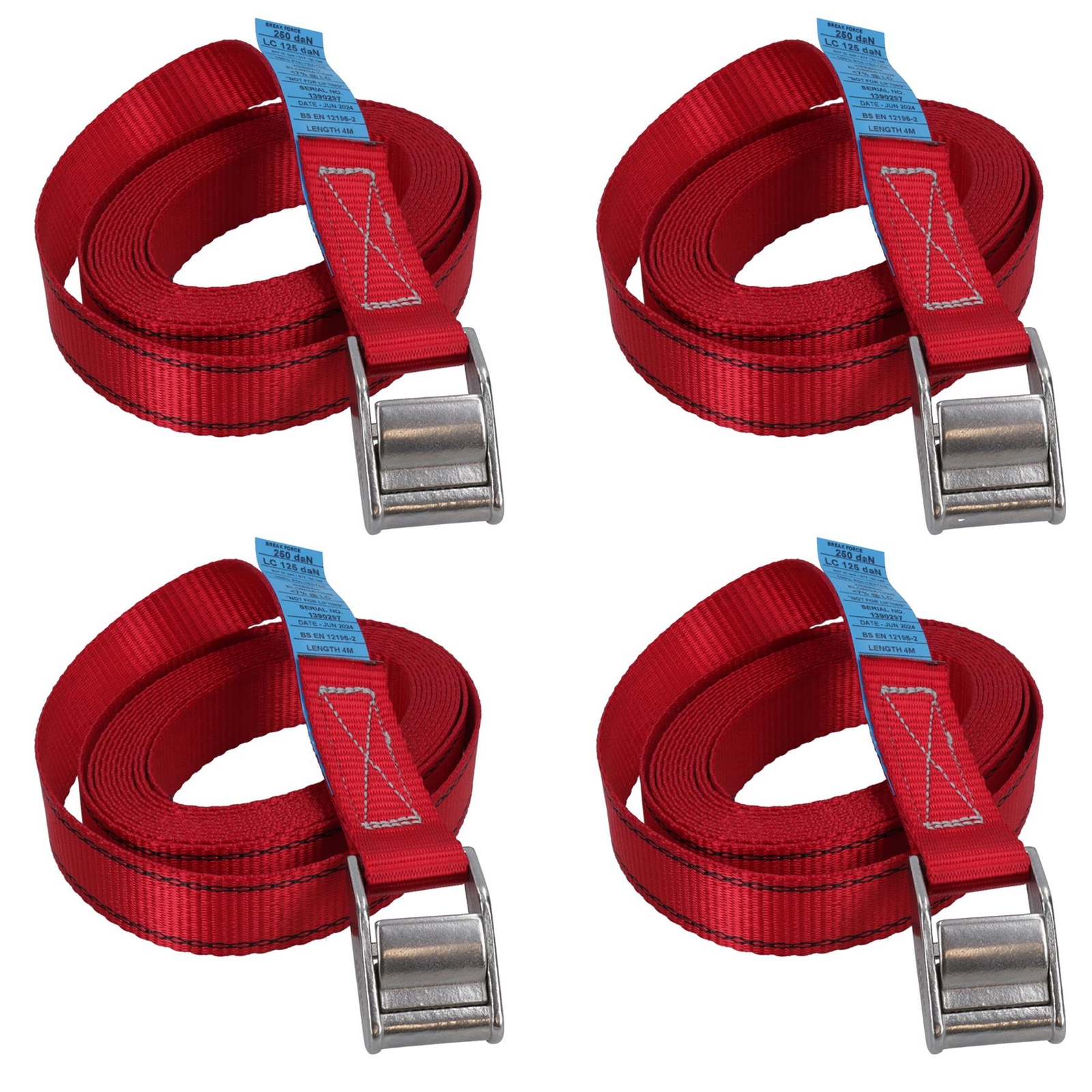 4 Pack Cam Buckle Strap Stainless Steel Metal 4m Tie Down Luggage Straps Marine