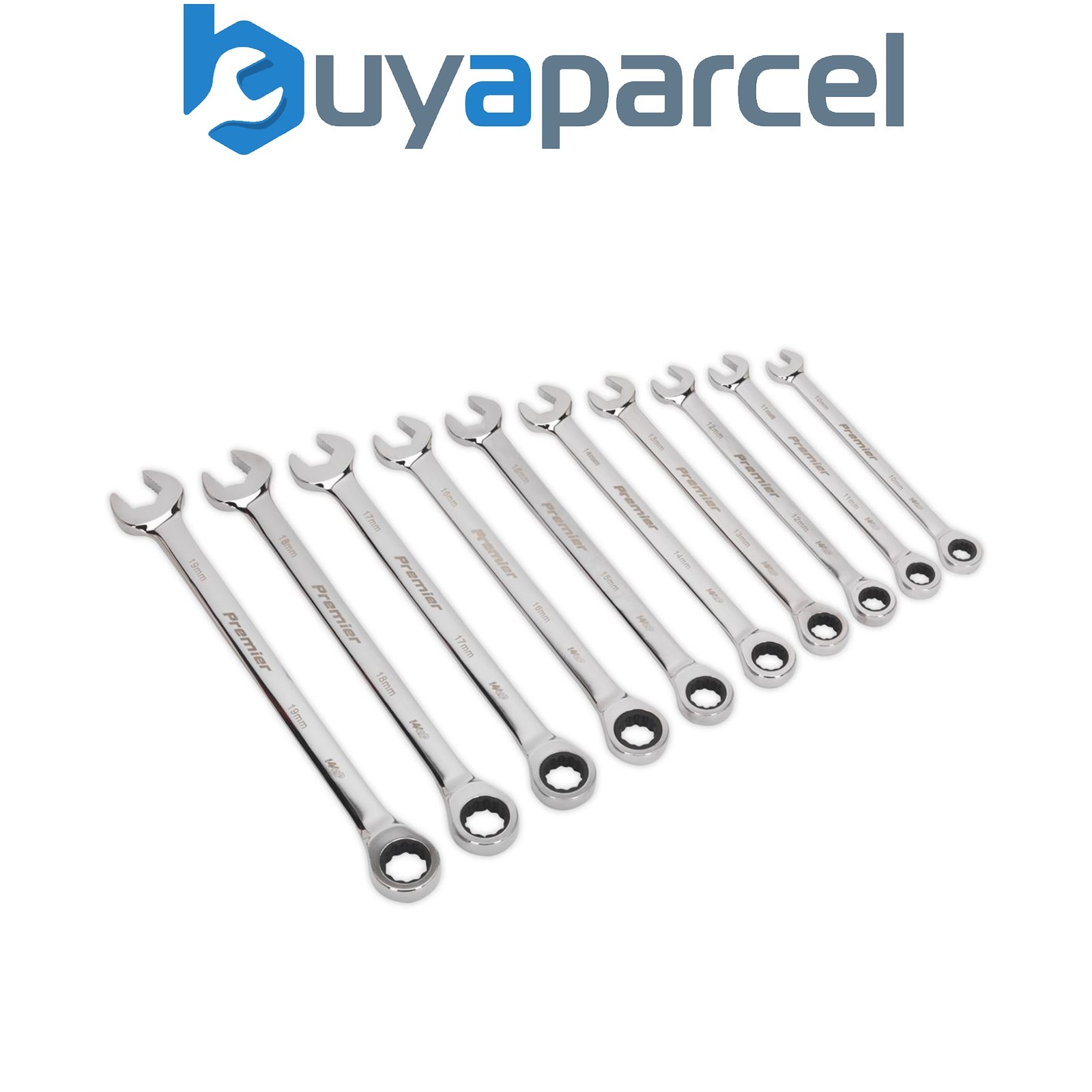 Sealey AK63914 Premier Extra-Long Combination Ratchet Spanner Set 10pc