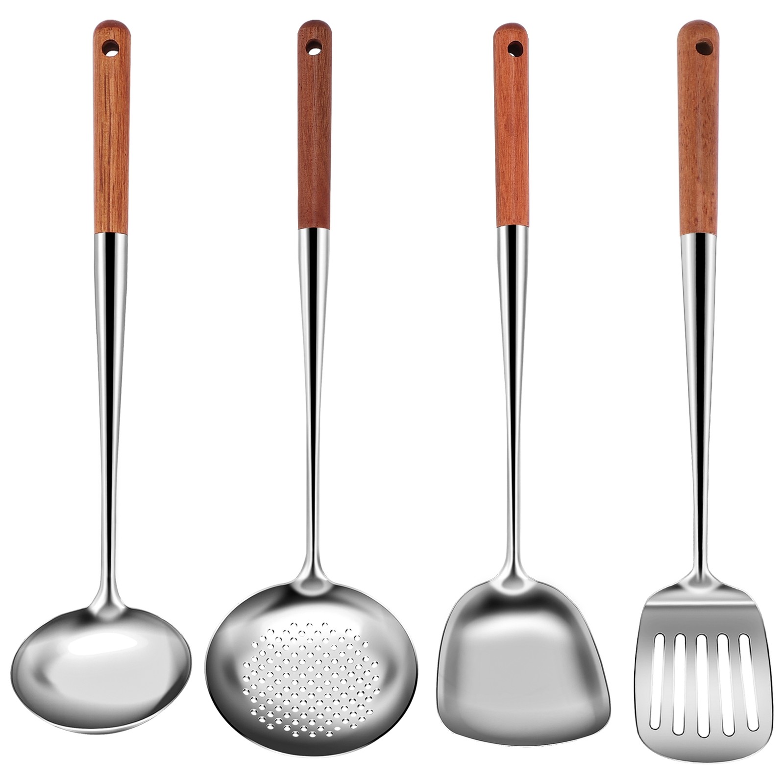 Long Handle Stainless Steel Wok Spatula Kitchen Slotted Turner Rice Spoon1284