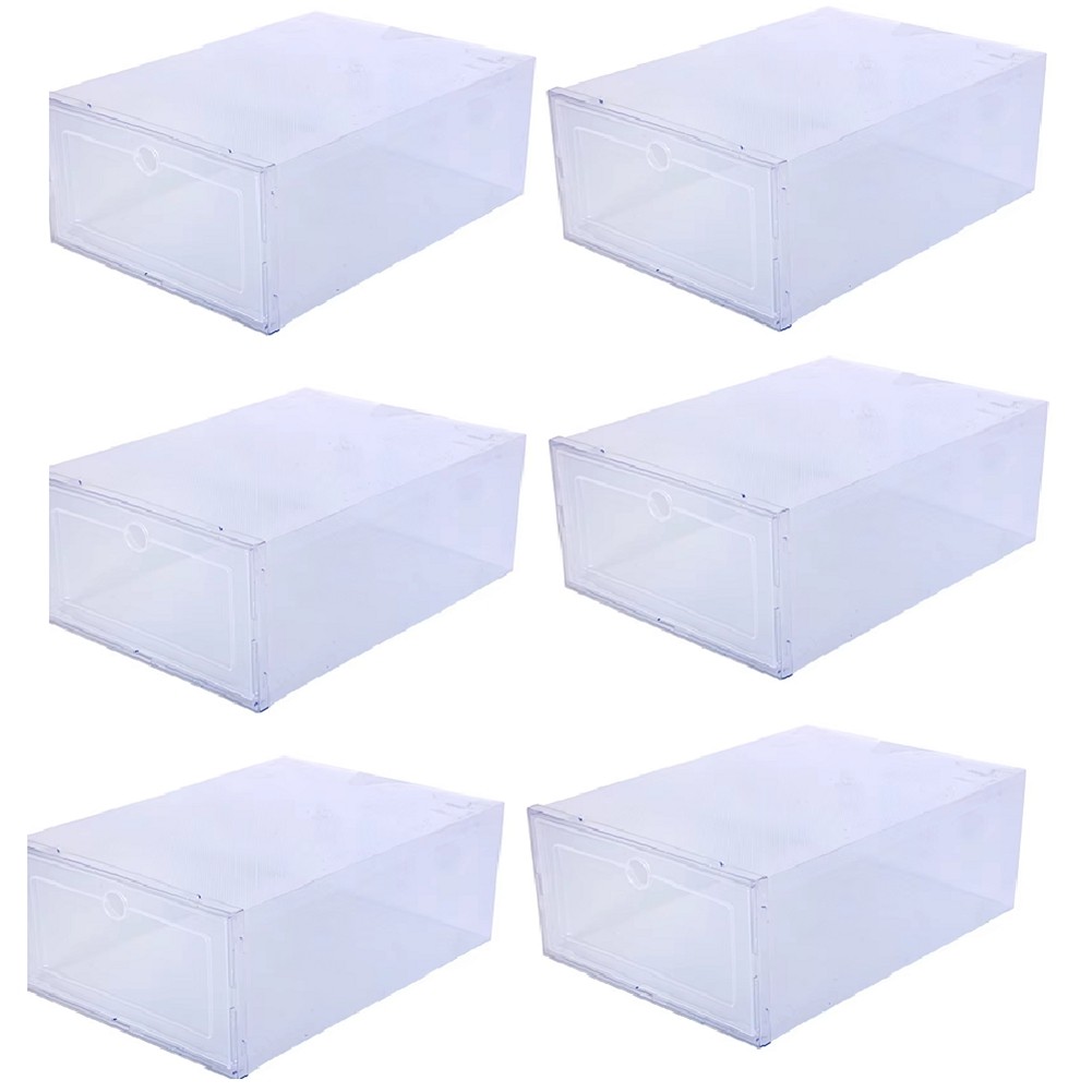 6 Pack Transparent Shoe Box Dustproof Storage Box Shoe Cabinet S4W59914