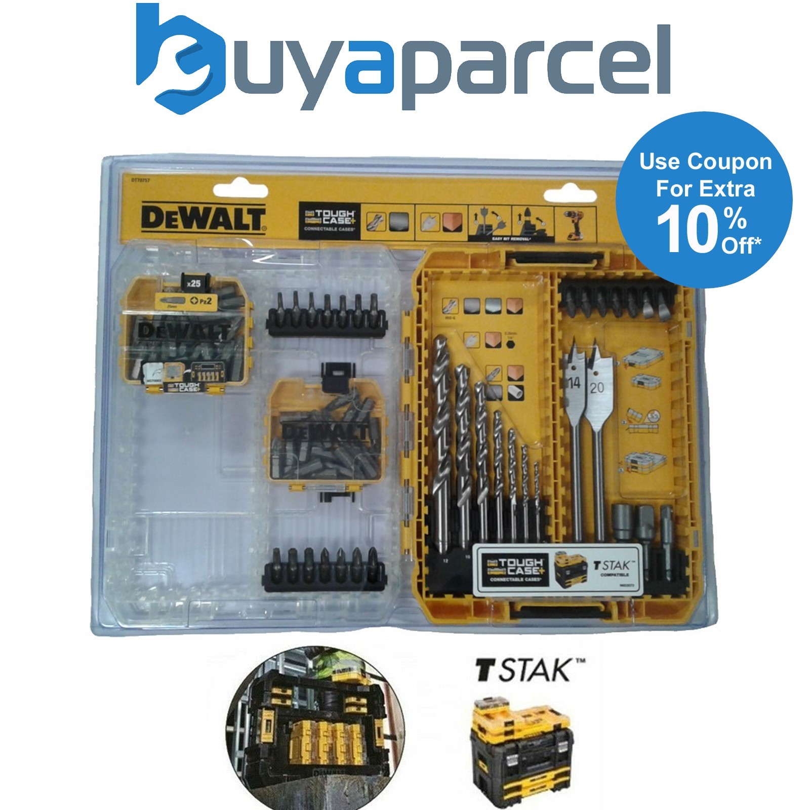 Dewalt Toughcase Extreme 80 Pc Drill & Bit Set Medium Tough Case TSTAK