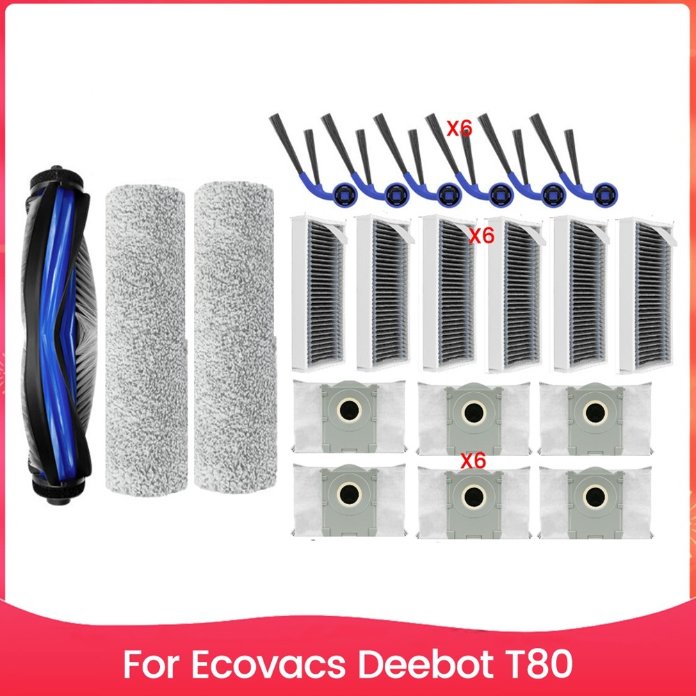 21PCS Roller Side Brush Hepa Dust Bag Replacement for  T80 Vacuum6902