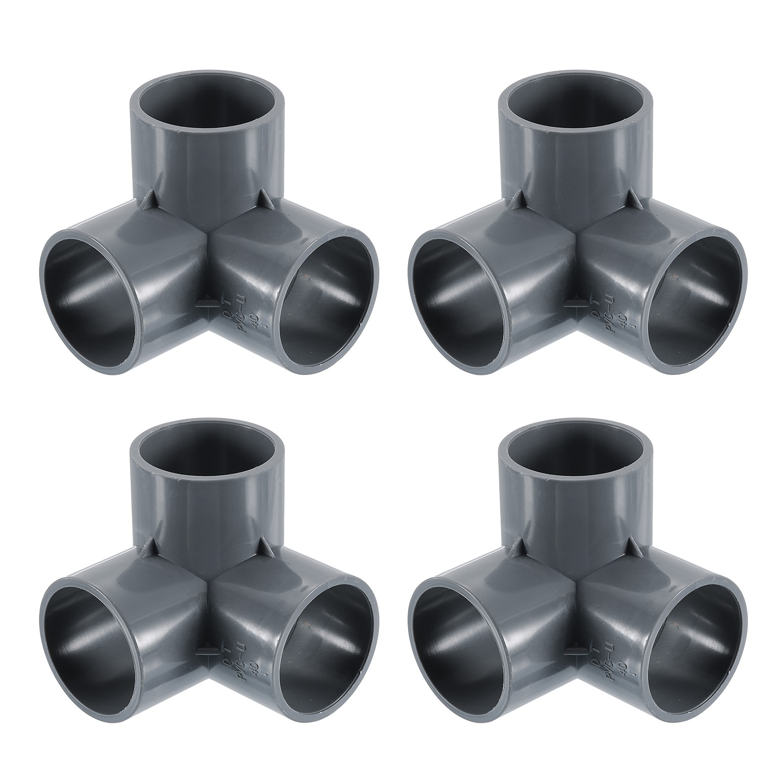 1-1/4" PVC Fittings, 4 Pcs 3 Way Elbow Connector Elbow PVC Corner Fitting, Grey