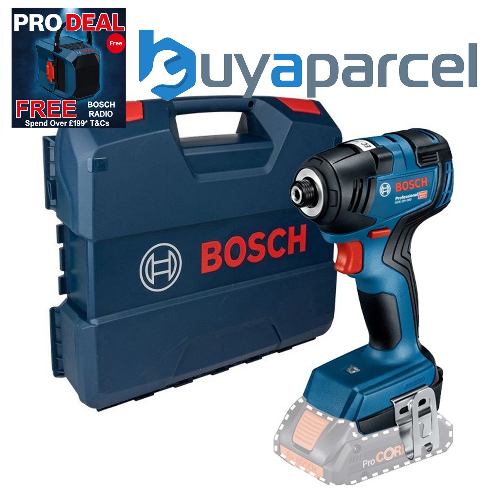 Bosch GDR18V-200 18V Impact Driver Brushless Body Only GDR18V200 + Tool Case
