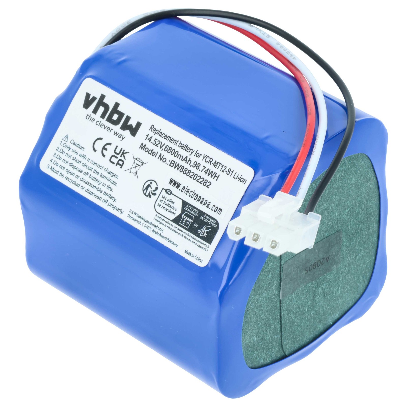 Battery for iClebo YCR-MT12-S1 YCR-M07-20W 6800mAh 14.52V