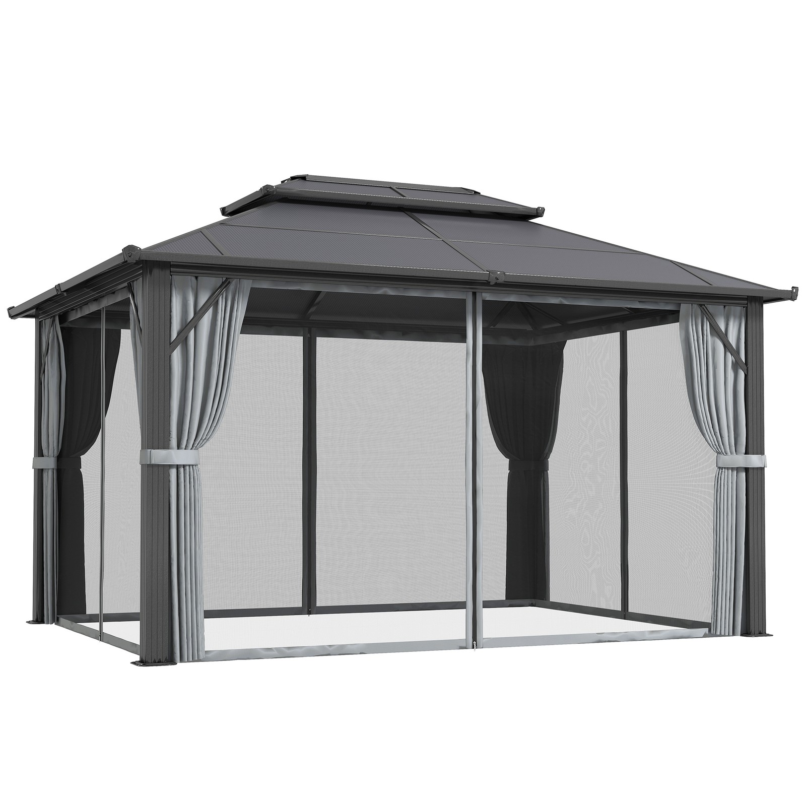 Outsunny 3x4m Polycarbonate Hardtop Gazebo with Aluminium Frame, Grey
