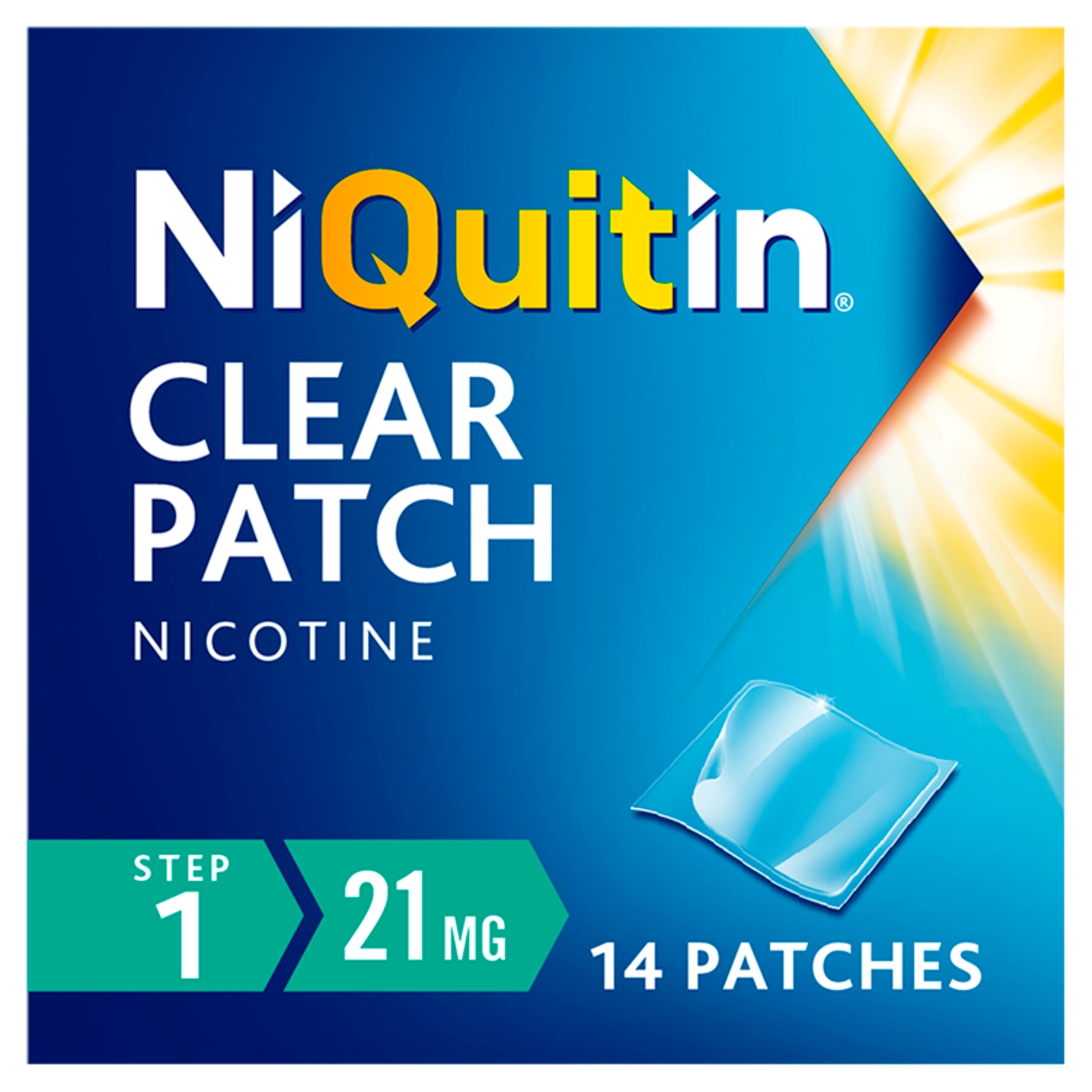 Niquitin Clear Patch Step 1 21mg 14 Patches Stop Smoking Nicotine Aid