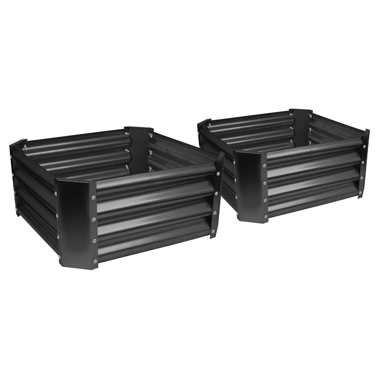2x Anthracite 60cm x 60cm Square Galvanised Steel Raised Garden Beds Planter Box