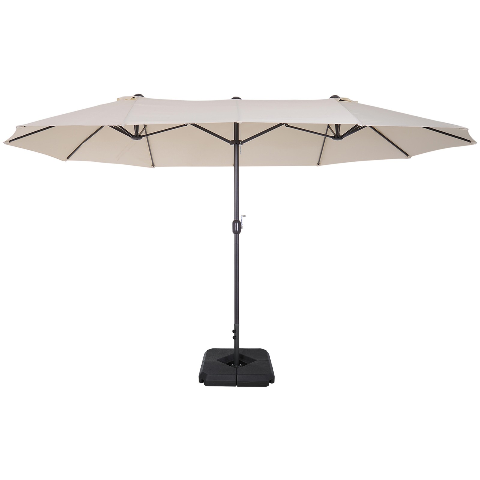 Outsunny 4.6M Garden Parasol Double-sided Crank Sun Umbrella W/ Weights Beige