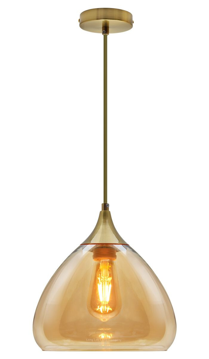 Vintage Smoked Gold Glass Shade Chandelier Pendant Ceiling Pub Diner Ball H3025