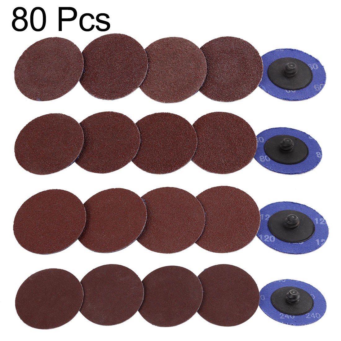 80 Pcs 2'' Roll Lock Discs Pads Sanding Disks Abrasives 60 80 120 240 Grit