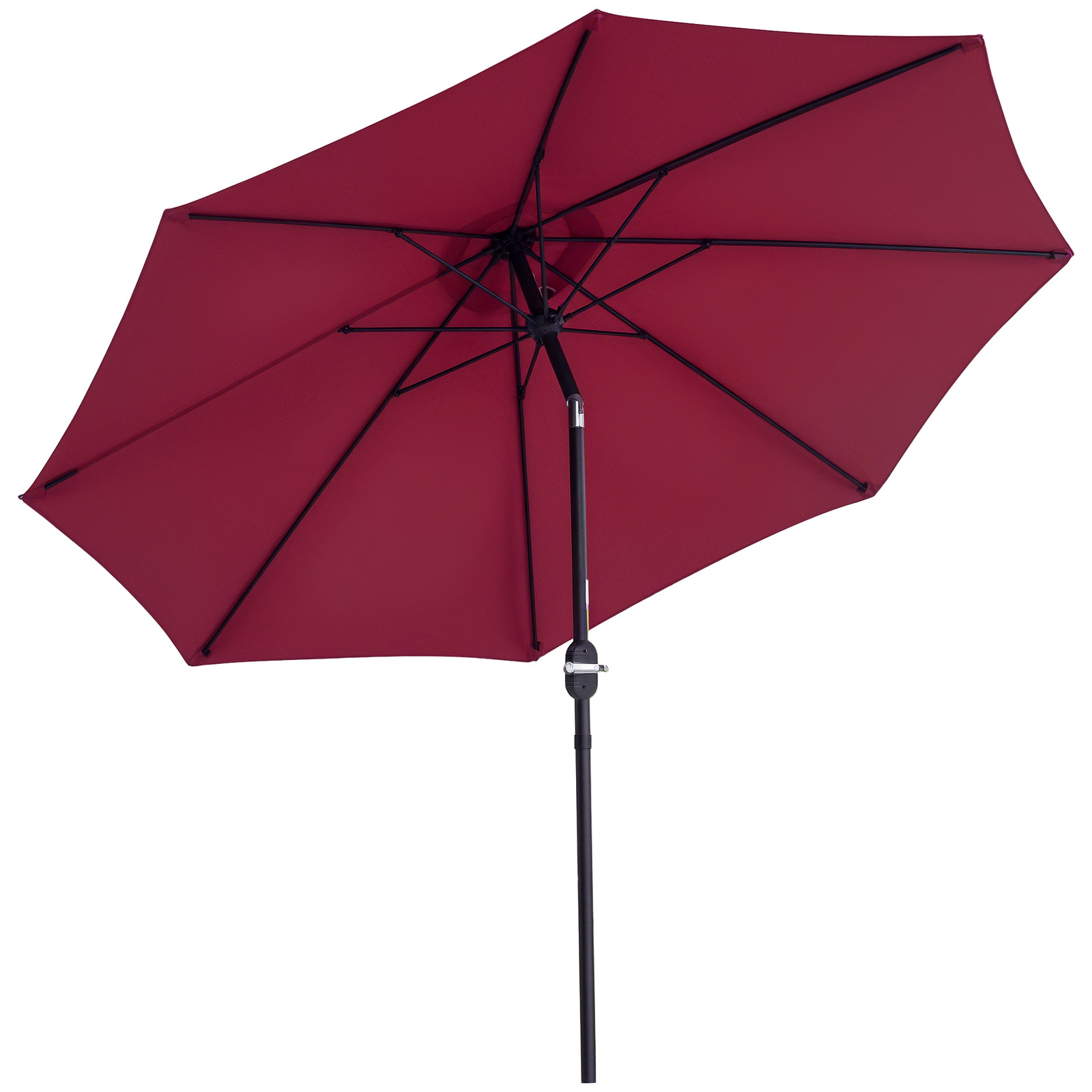 Outsunny 2.7M Patio Umbrella Outdoor Sunshade Canopy w/ Tilt and Crank Wine Red