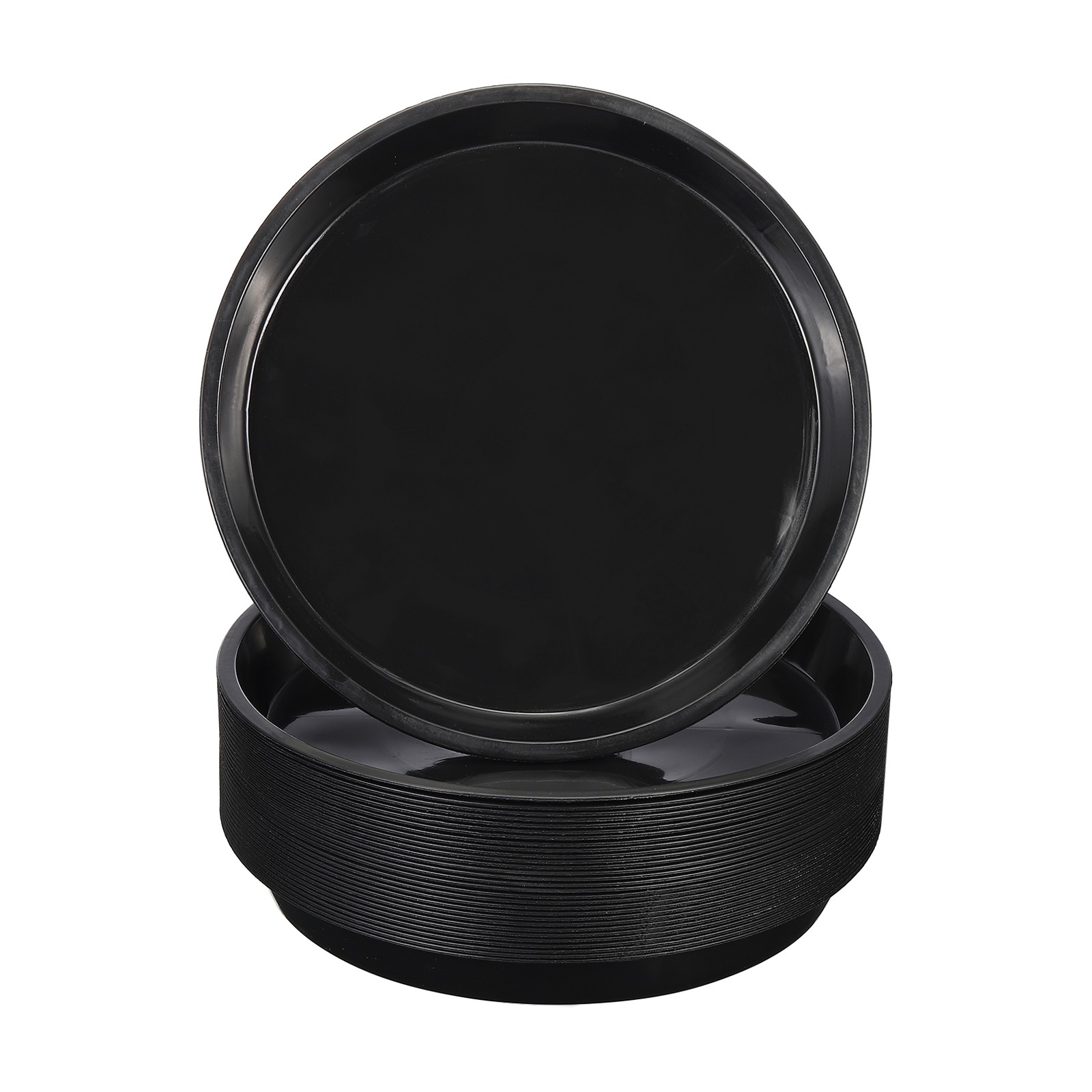 30Pcs Plastic Plant Saucer 10 Inch Plant Tray Flower Pots Round Dish, Black