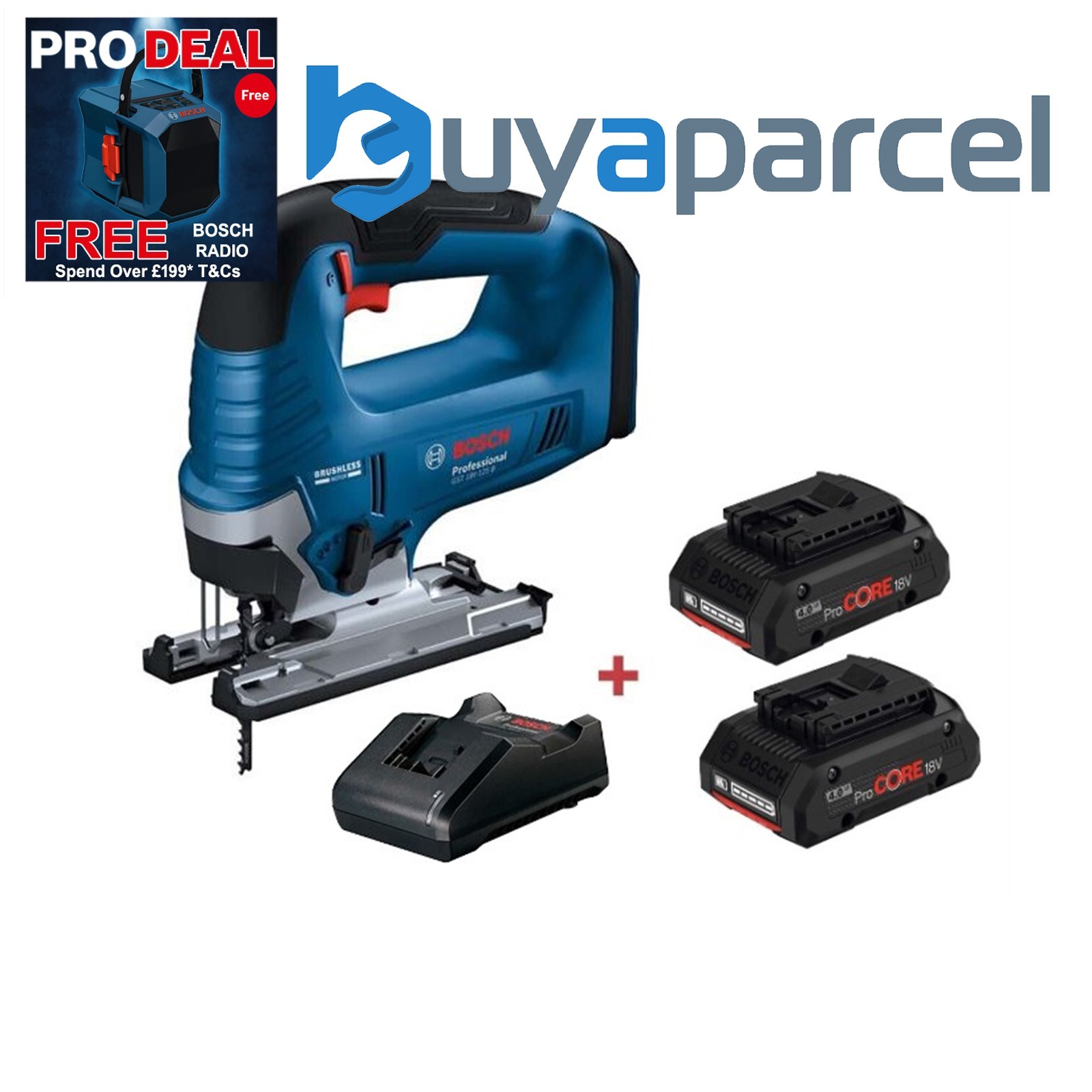 Bosch 18v GST 18V-125 B Cordless Brushless Jigsaw GST18V125B 2 x 4ah Procore