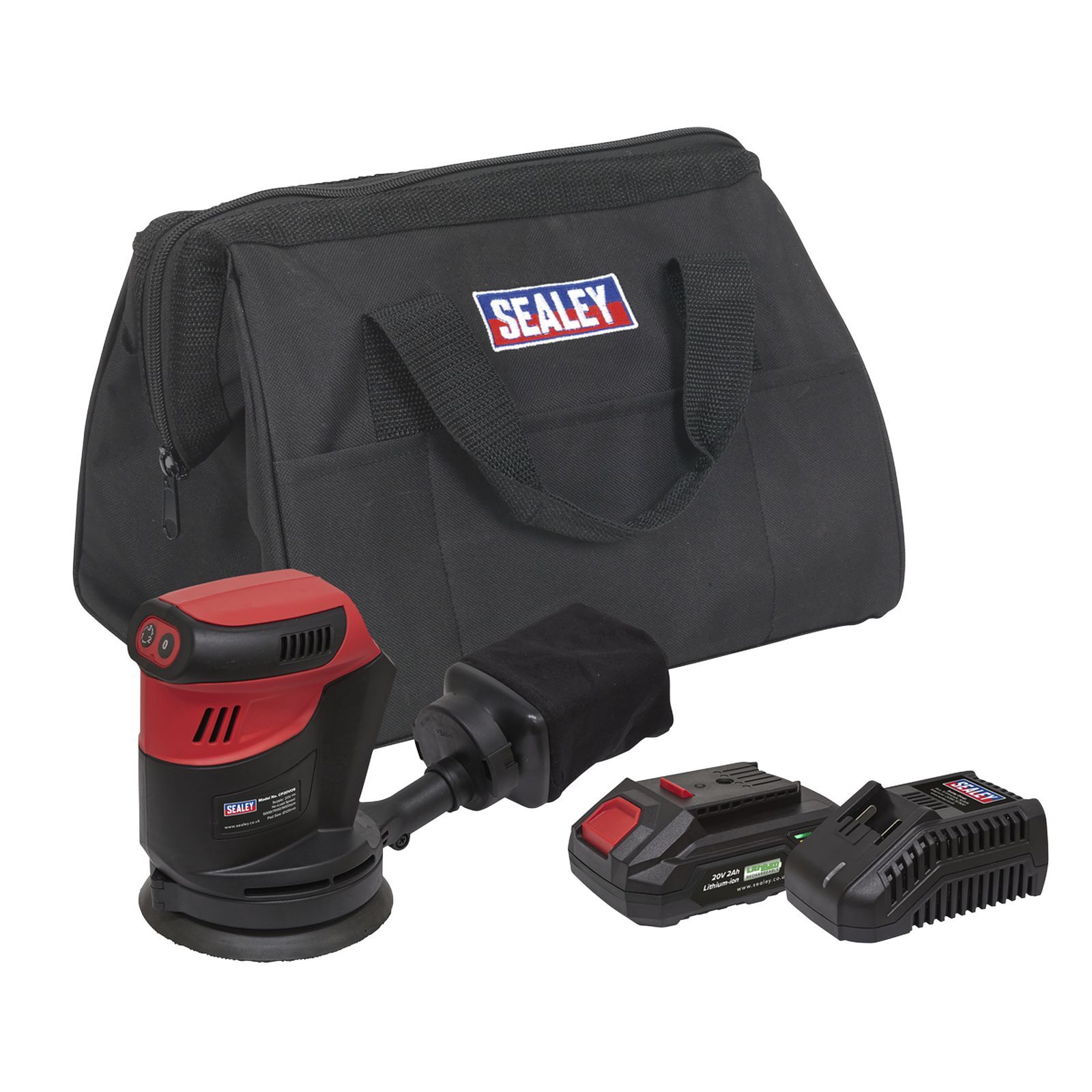 Sealey Cordless Orbital Palm Sander Kit Ø125mm 20V 2Ah 3 Speeds - CP20VOSKIT1