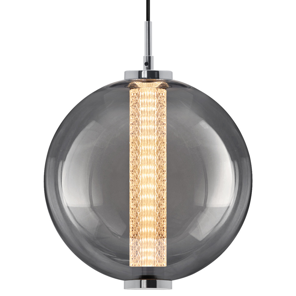 LED Globe Ceiling Pendant Light Smoked Grey Glass Chrome Holder K437