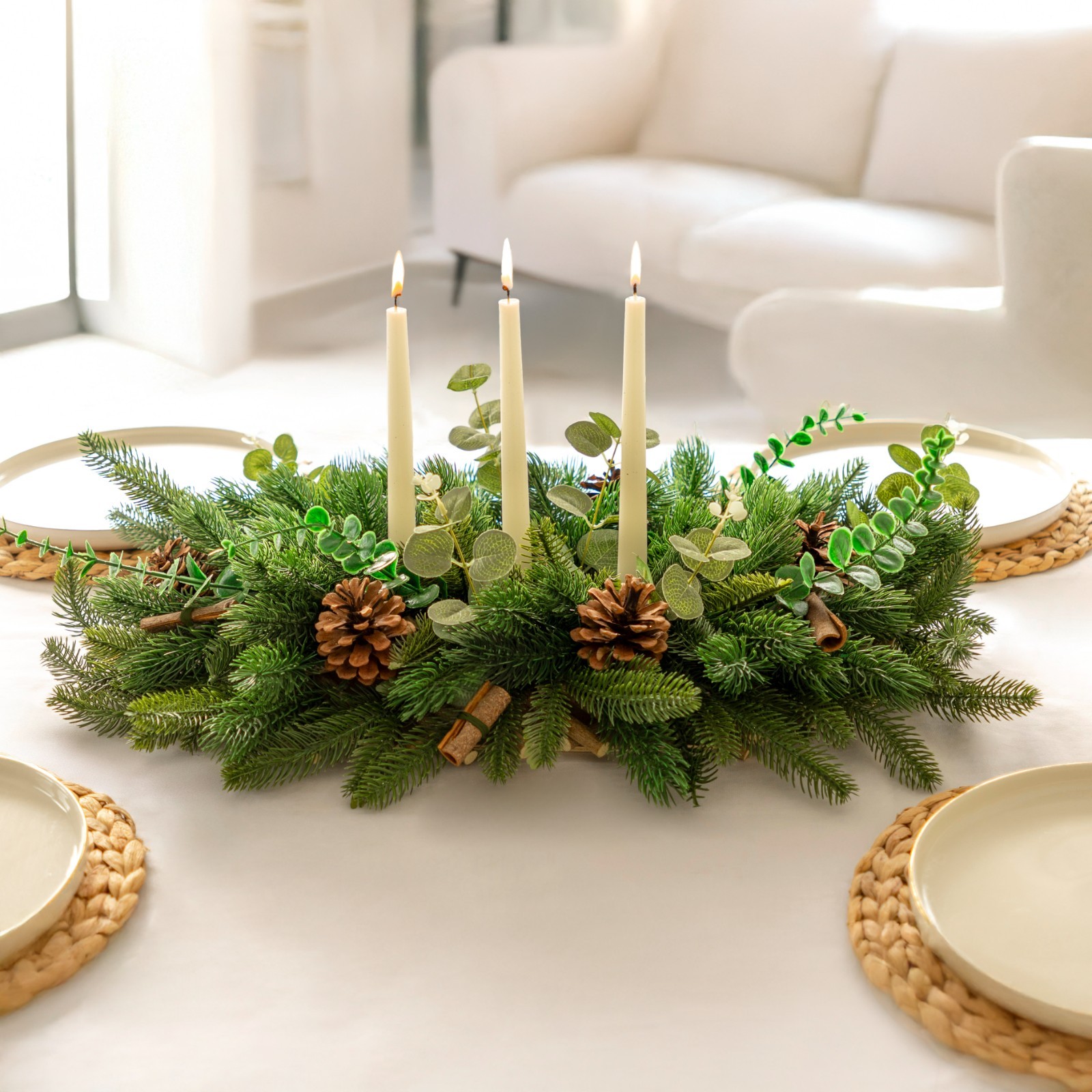 Christmas Garland Candle Holder Luxury Artificial Large Xmas Table Centrepiece
