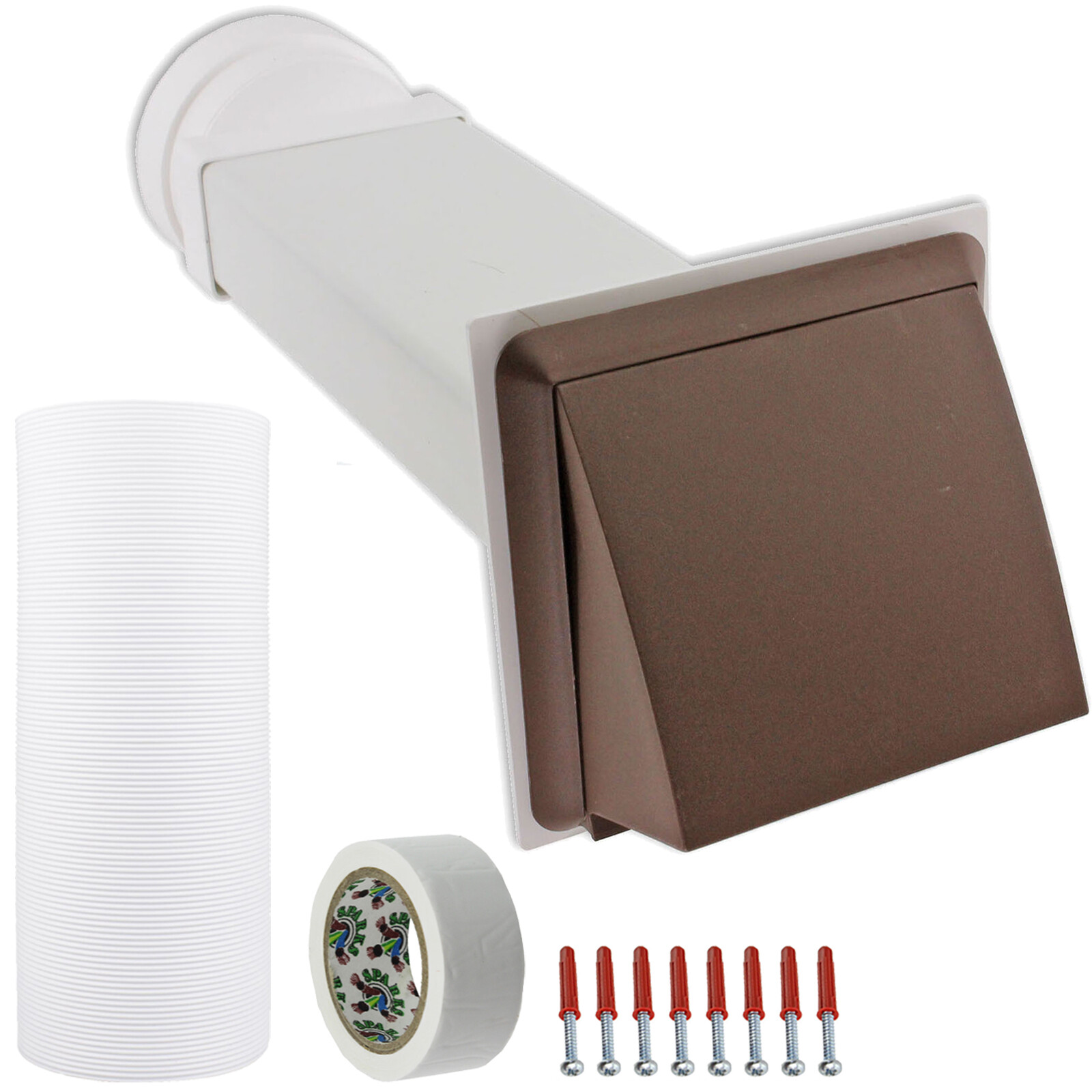 Exterior Wall Venting Kit 125mm 5" & 6m Extension Hose for Cooker Hood Extractor