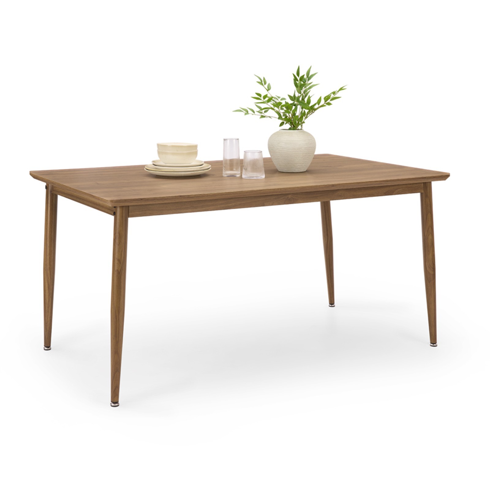 Rectangular Dining Table 6 Seater, Dark Wood Effect Kitchen Table, Vonhaus