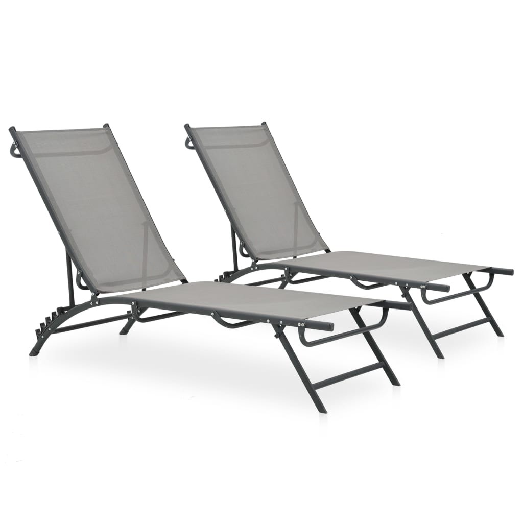 2x Sun Lounger Textilene and Steel Outdoor Furniture Garden Seating vidaXL