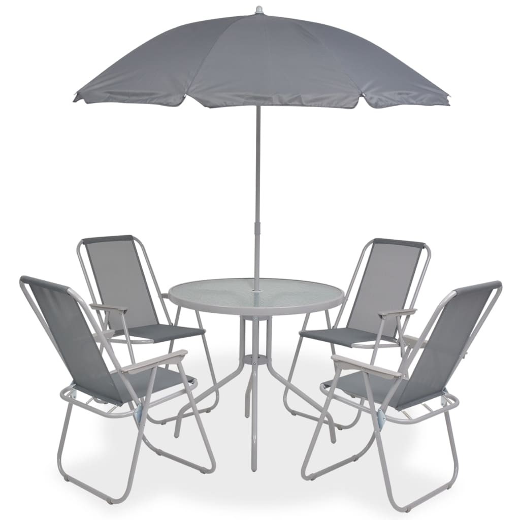 Outdoor Dining Set 6/8 Piece Textilene Grey Garden Table Chair Umbrella vidaXL