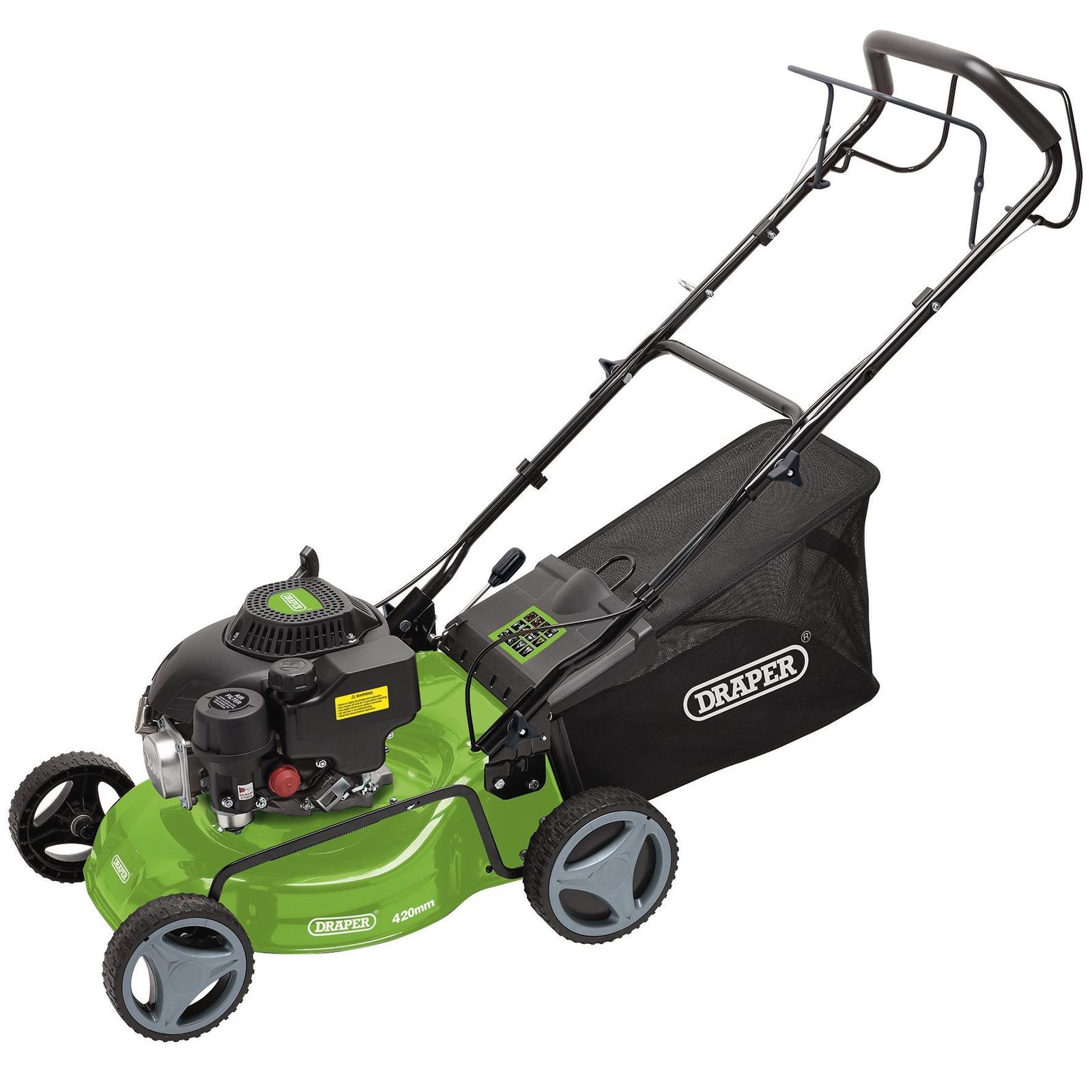 Draper Steel Deck Petrol Lawn Mower, 420Mm, 132Cc/3.3Hp - 08671