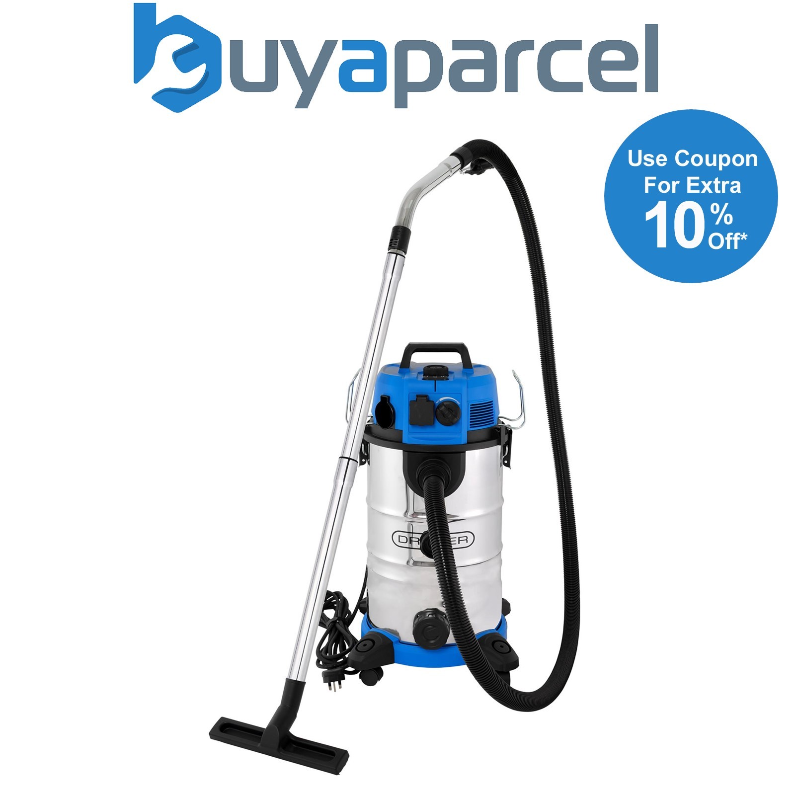 Draper 28230 230V M-Class Wet and Dry Vacuum Cleaner with Power Take-Off, 35L, 1