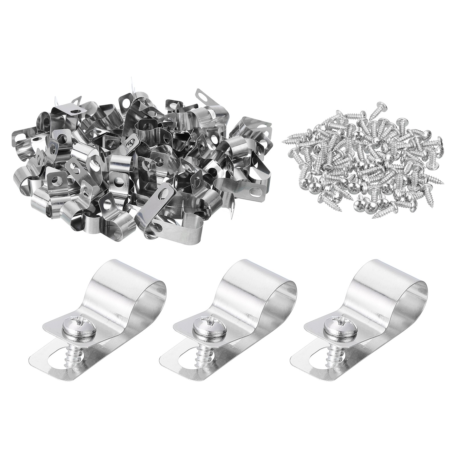 100Pcs Fence Wire Clamp, Wire Fence Clips with Screws for 12mm OD Wire