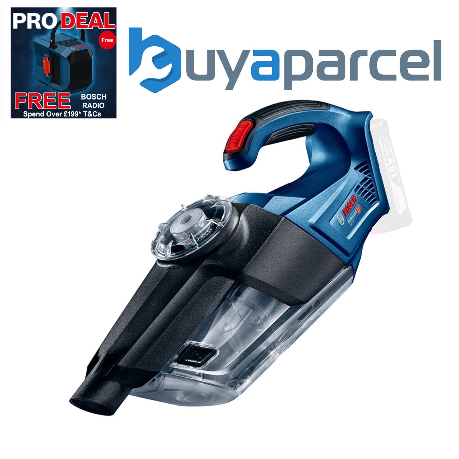 Bosch 18v GAS18V-1 Professional Cordless Vacuum Cleaner + Nozzles + 2ah Battery