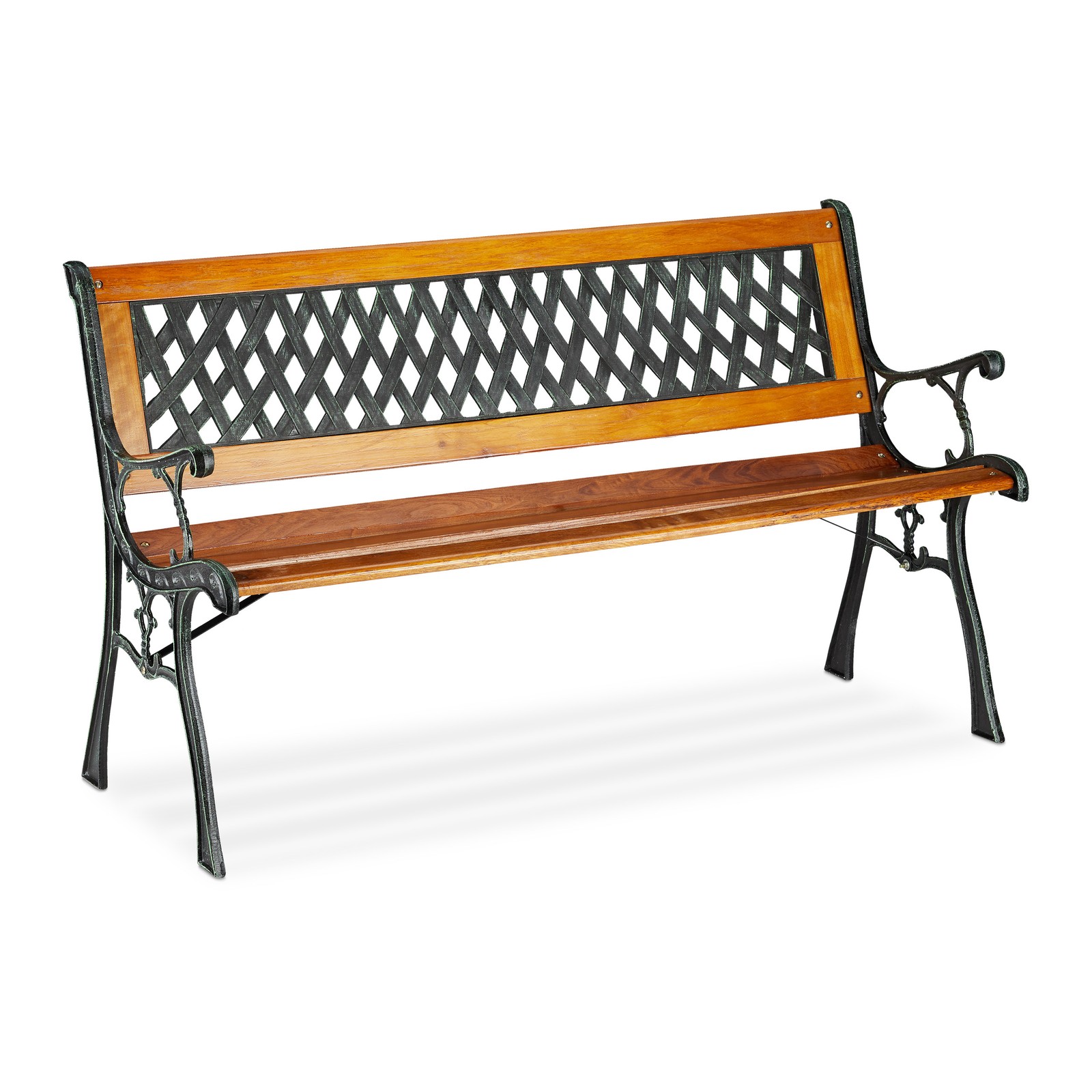 Relaxing Classic Park Bench, Garden & Patio Seating, Wood and Cast Iron