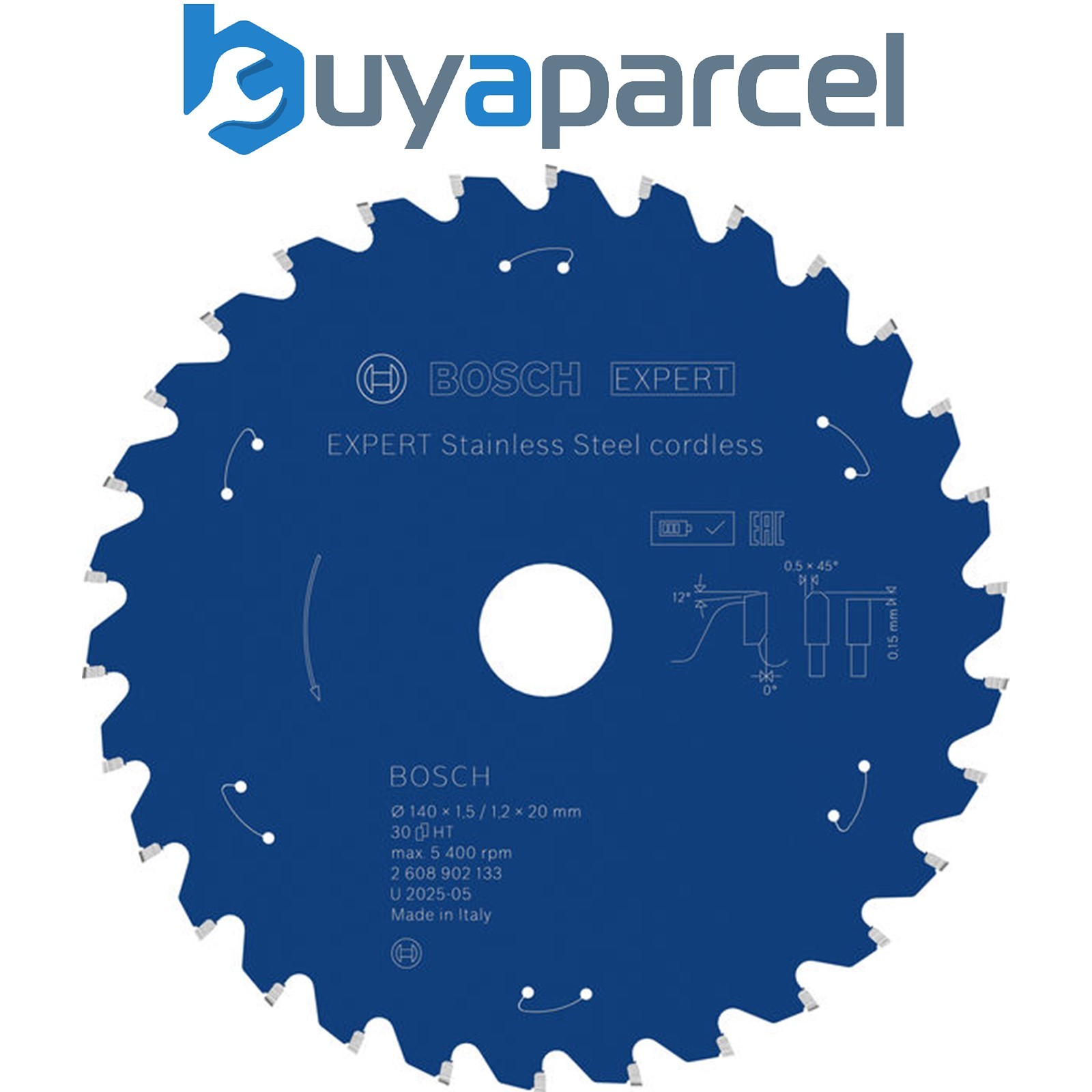 Bosch EXPERT Stainless Steel Circular Saw Blade 140 x1.5/1.2x20mm T30 2608902133