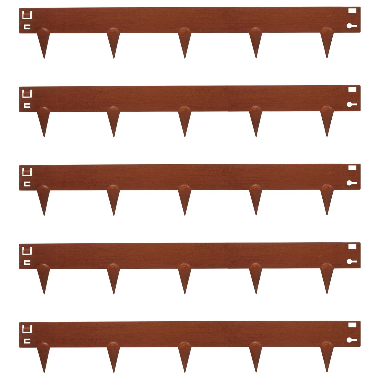 5pc Rust Steel Lawn Edging Set 5m x 8cm Flexible Garden Grass Path Edge Border