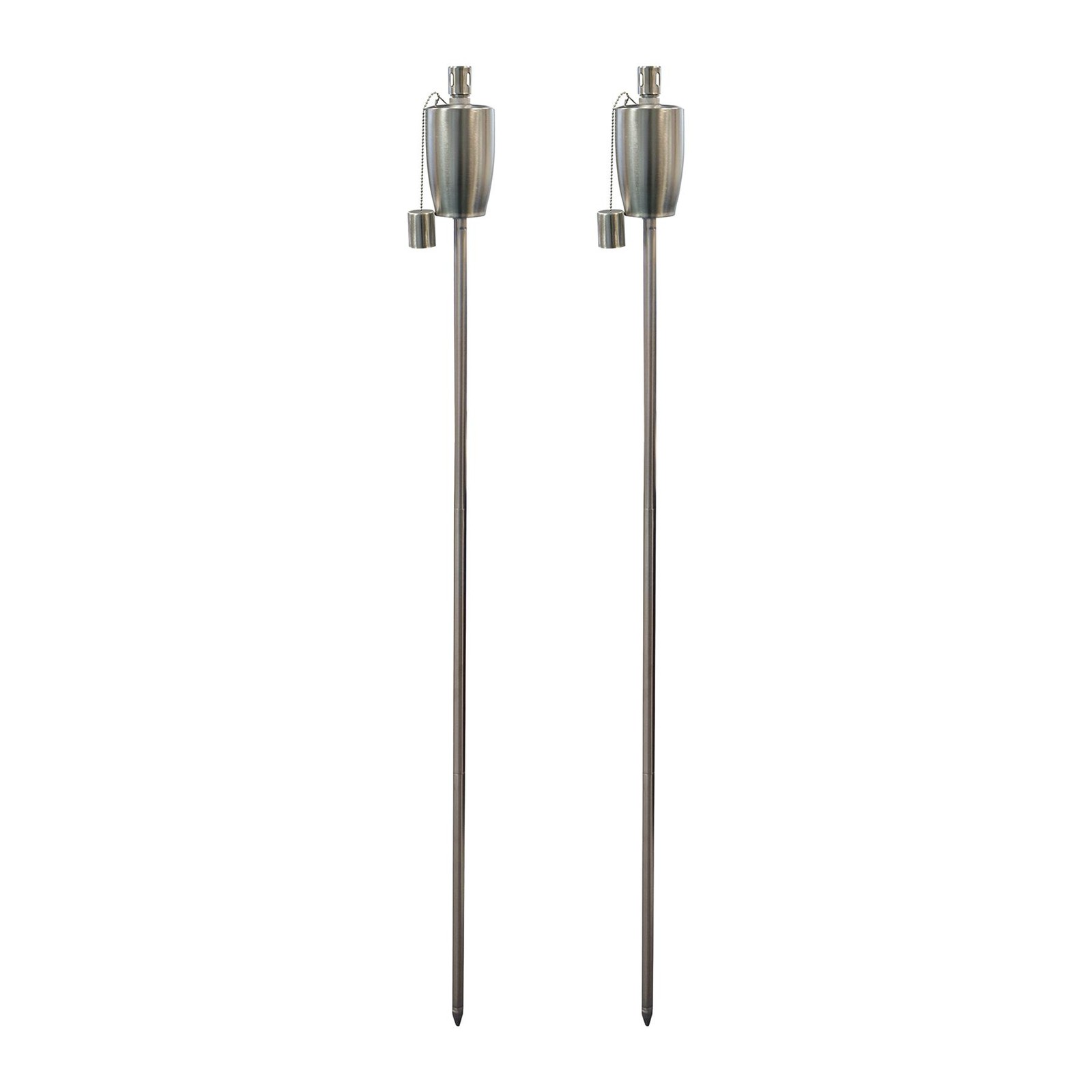 2x Metal Barrel Garden Fire Torches Outdoor Citronella Oil Tiki 146cm Silver