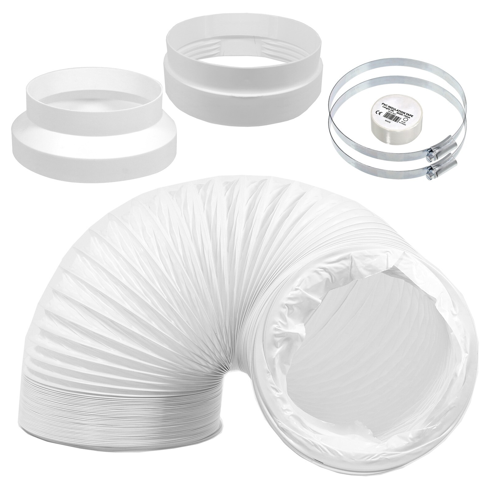 Universal AC Vent Duct Hose Extension Kit Air Con Pipe Reducer 6in 152mm 6m