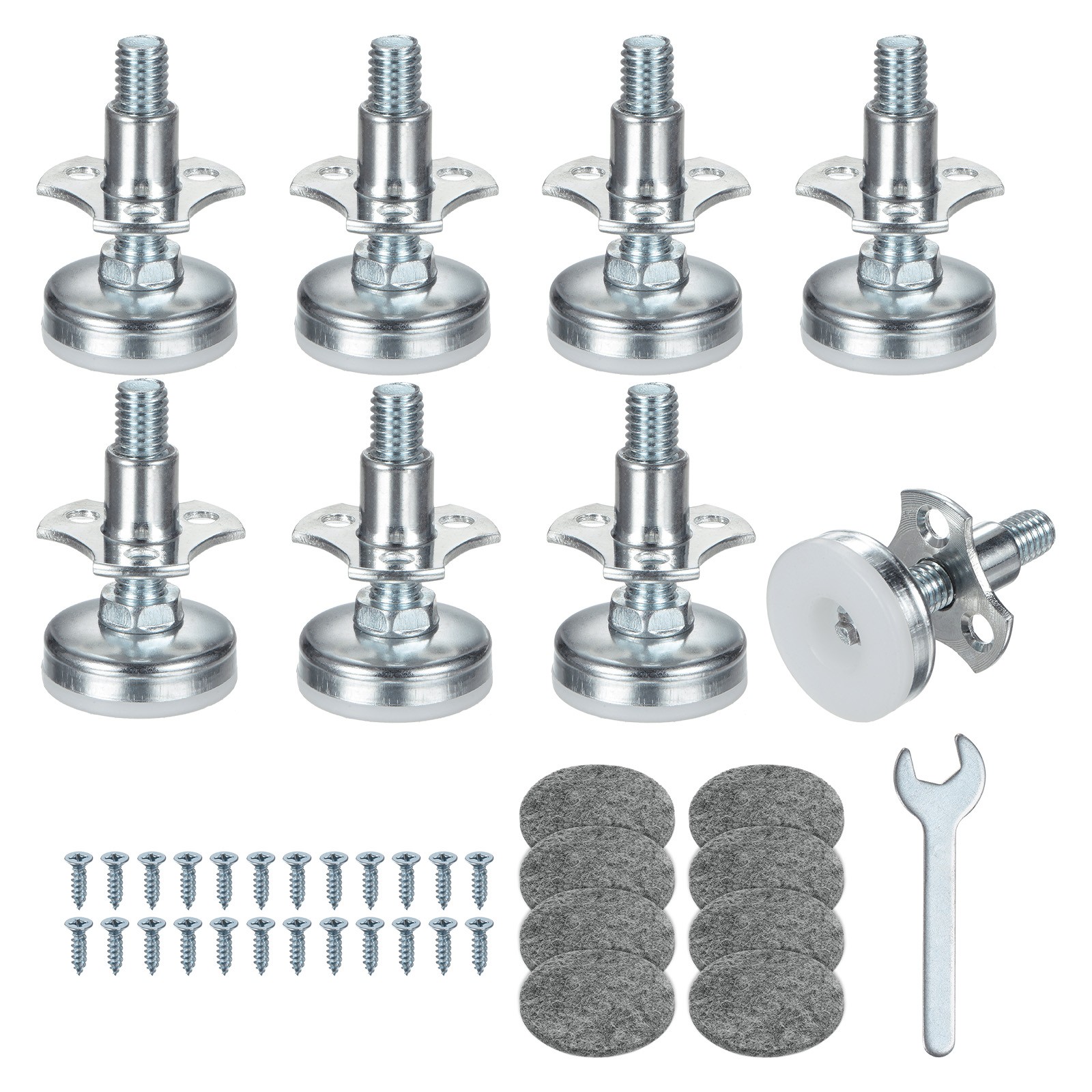 8-Pack 3/8"-16 Thread Furniture Feet [Nickel-Plated Silver-Supports 2640LBS]