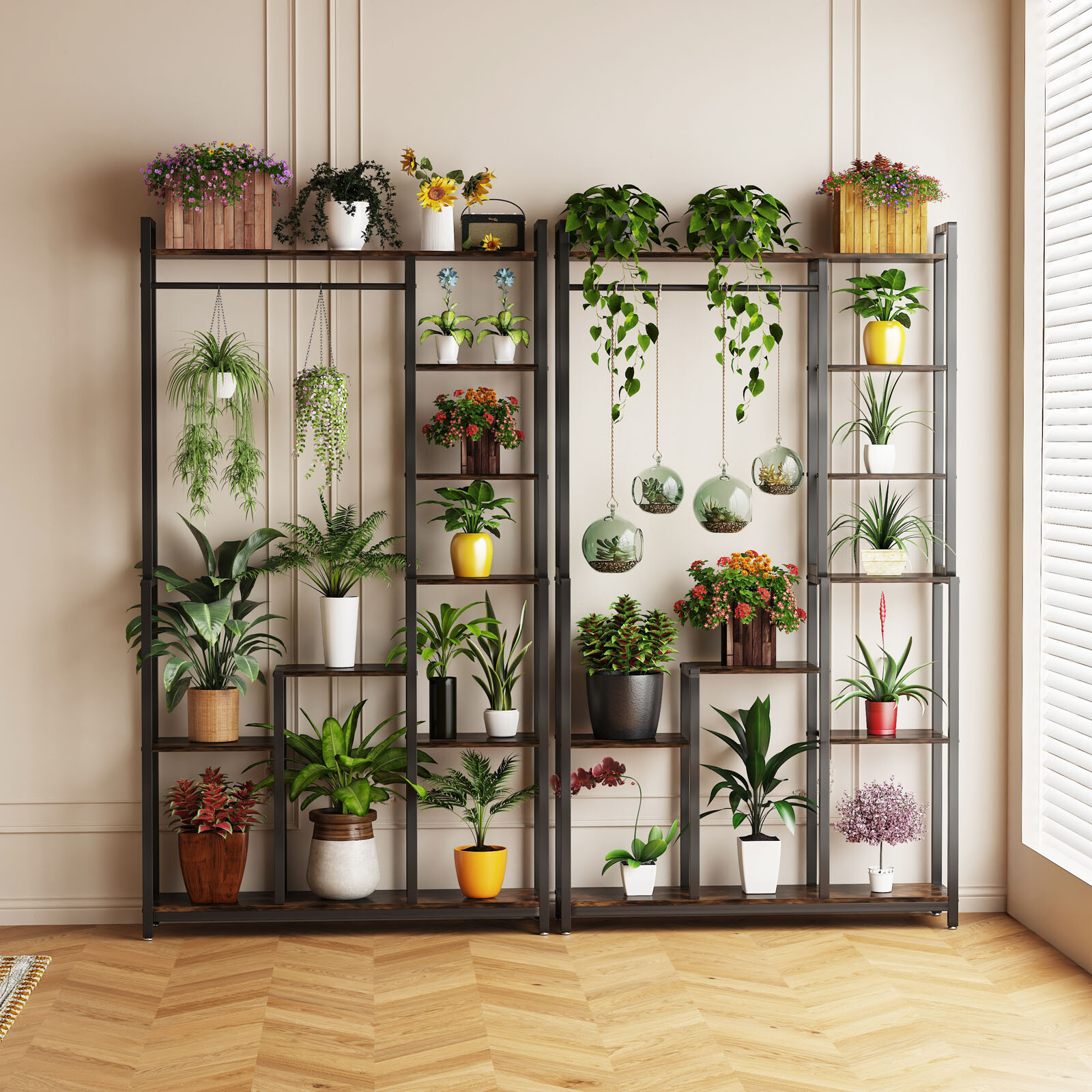 7 Tiered Plant Stand Extra Tall Corner Plant Shelf Open Bookcase for Living Room