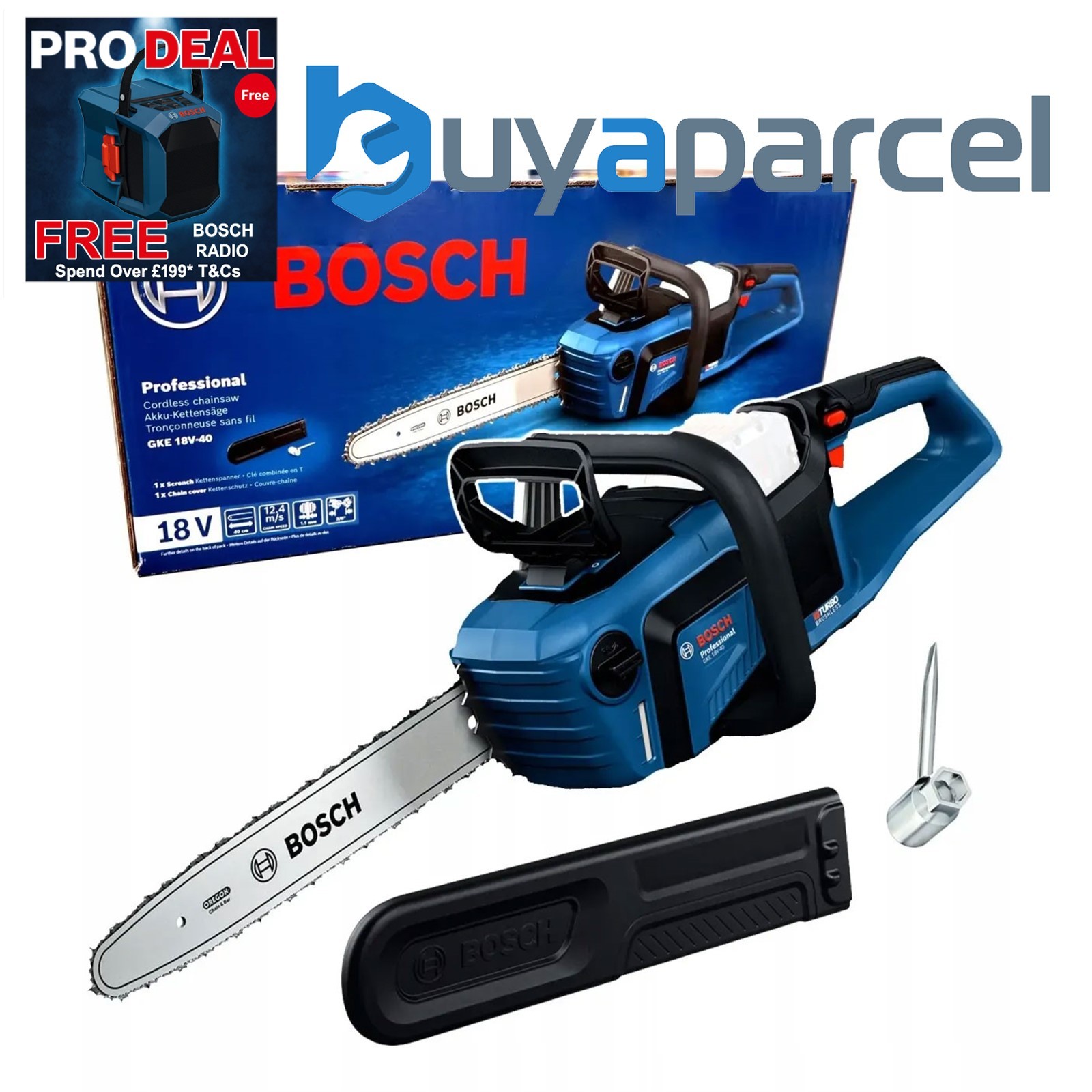 Bosch Professional GKE 18V-40 18V BITURBO Brushless Chainsaw 40cm Bar - Bare