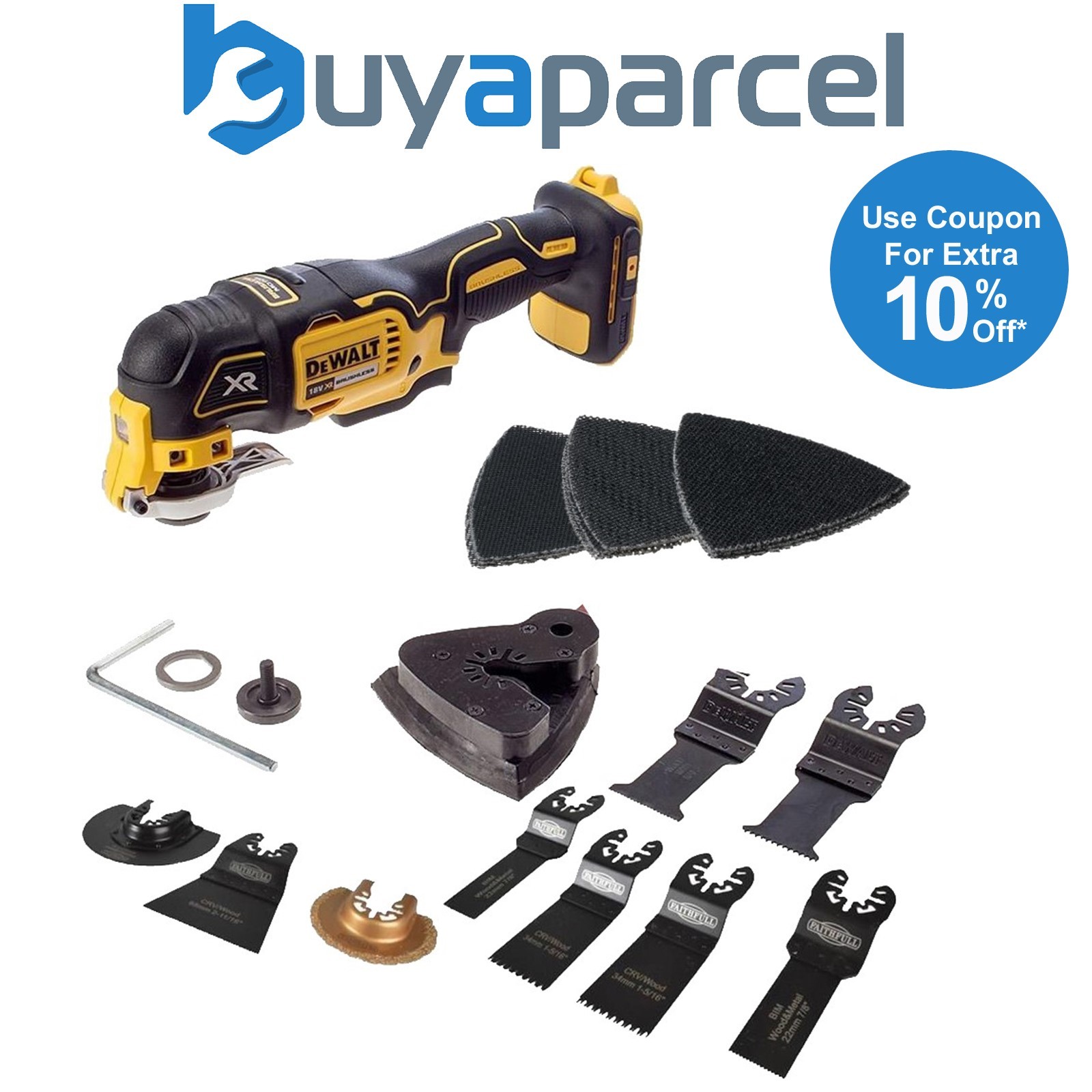 Dewalt DCS355N 18v XR Brushless Oscillating Multi Tool Bare + 36 Accessories