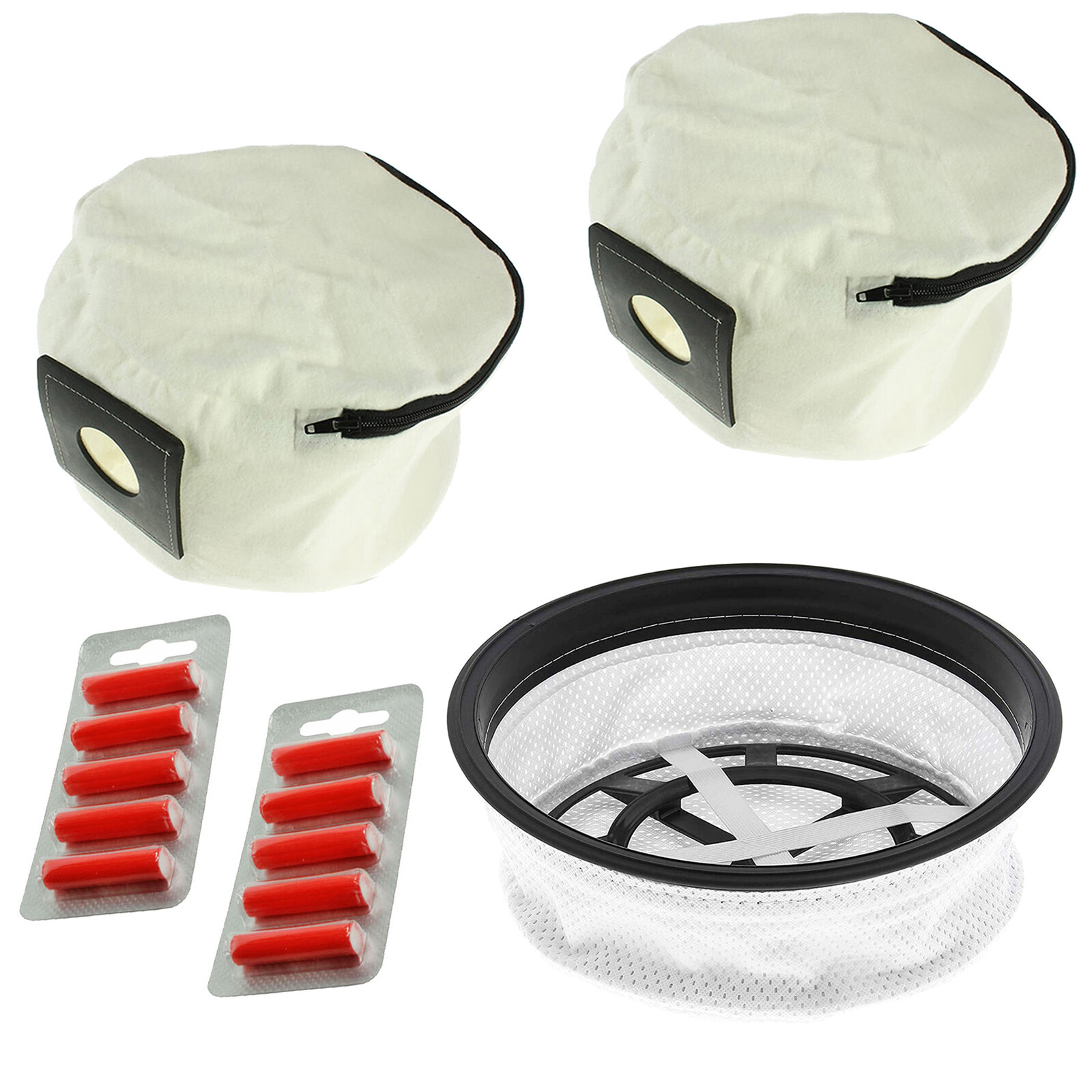 2 x Zip Cloth Reusable Dust Bags + 11" Filter for HENRY HETTY 160 Cordless + F