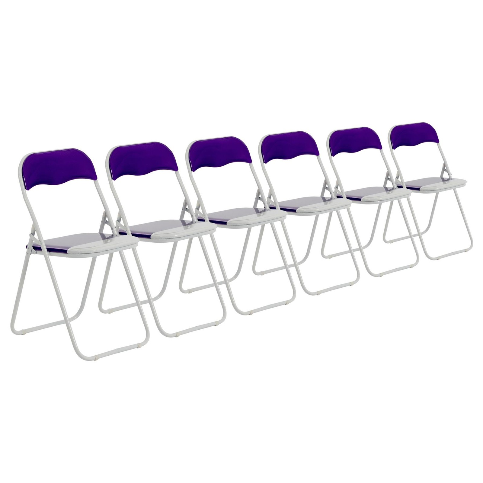 Folding Chairs Padded Faux Leather Studying Dining Office Chair Purple White x6